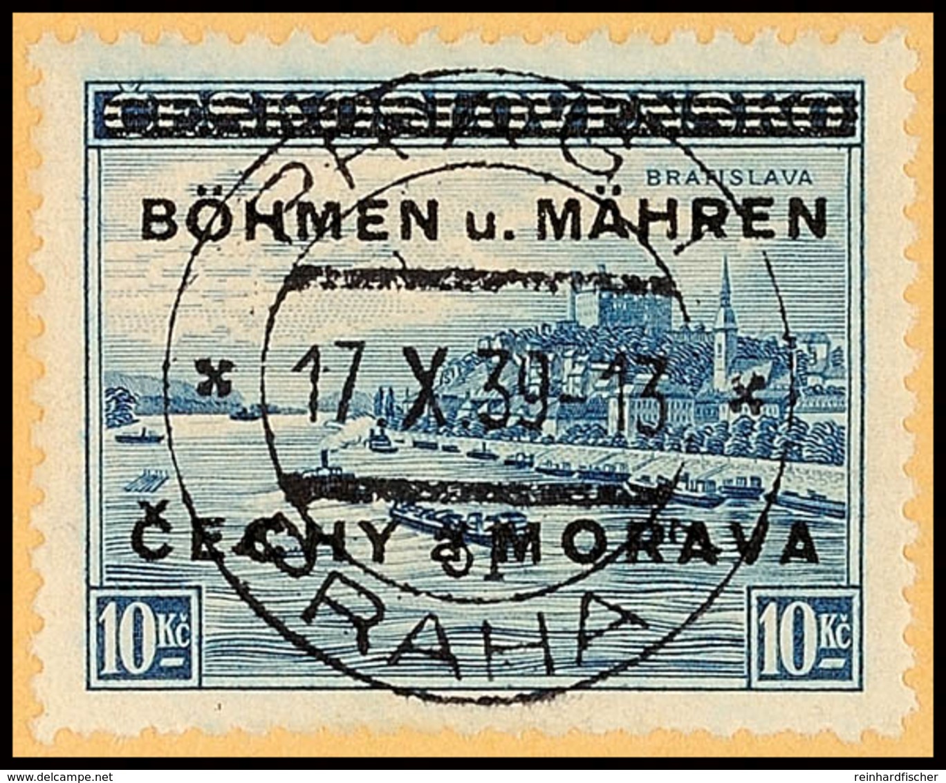 1. Freimarkenausgabe Komplett Mit Zeitgerechten Stempel "Prag1/PRAHA1/17.X.39" Auf Briefstücken, Tadellos, Geprüft Und F - Bohemen En Moravië