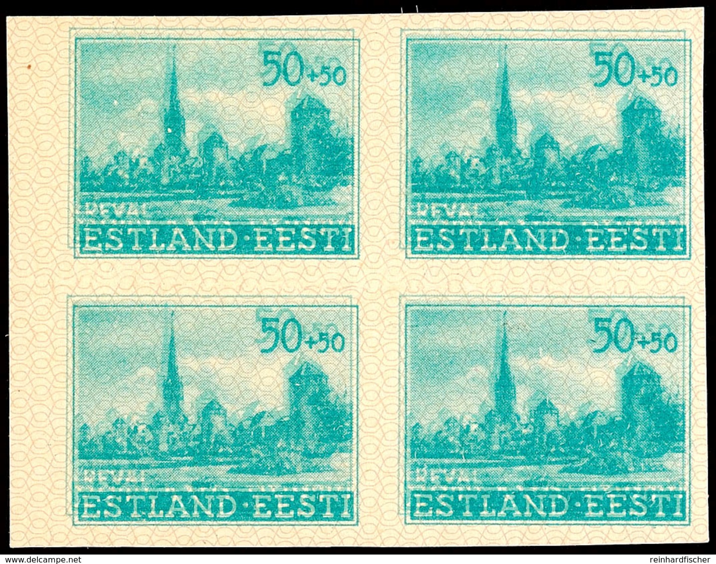 50+50 Kop. Doppeldruck Ungezähnt Im Viererblock Tadellos Postfrisch, Mi. 720,-, Katalog: 7UDDVBl. ** - Estland