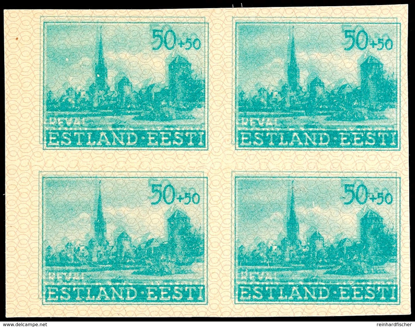 50+50 Kop. Doppeldruck Ungezähnt Im Viererblock Tadellos Postfrisch, Mi. 720,-, Katalog: 7UDDVBl. ** - Estonia