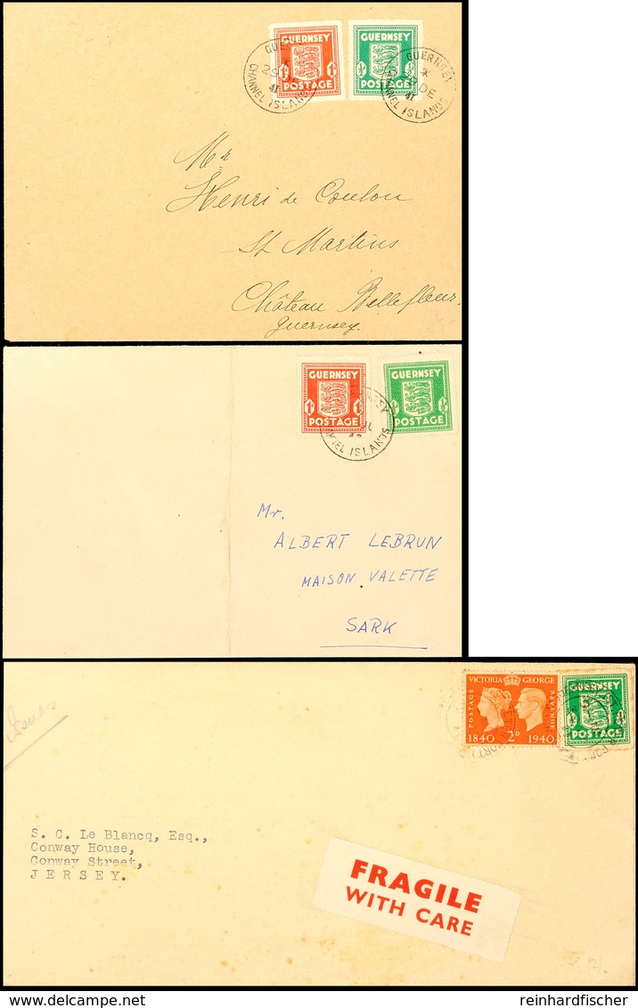 2 Briefe Mit Jeweils 1/2 D Und 1 D Und 1 Brief 1/2 D Mit Englischer Zusatzfrankatur über 2 D 100 Jahre Briefmarken, Kata - Autres & Non Classés