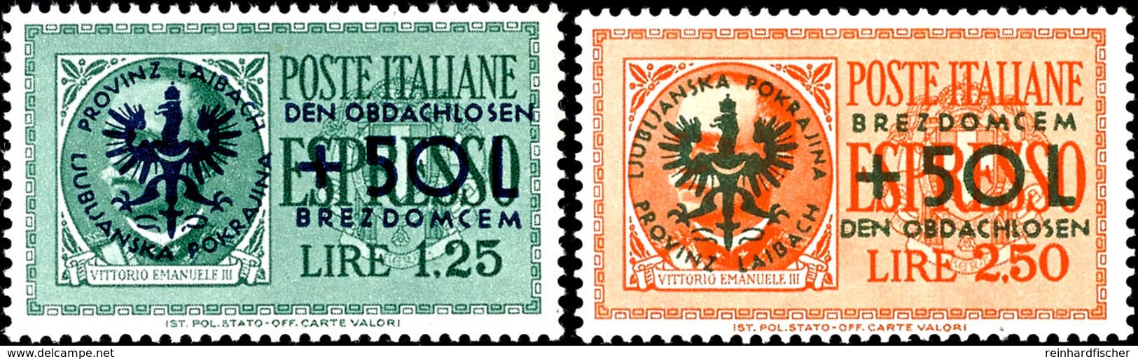 1,25 L + 50 L. Und 2.50 L + 50 L. Obdachlosenhilfe, Kompletter Satz Zu 2 Werten, Tadellos Postfrisch, Gepr. Krischke Und - Andere & Zonder Classificatie