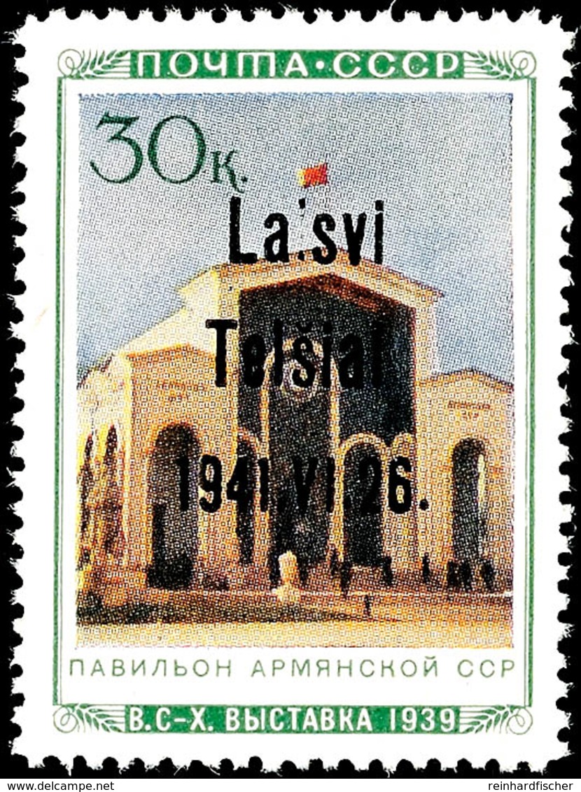 30 Kop. "Pavillon Armenische SSR" Mit Schwarzem, Dreizeiligem Überdruck Der Zweiten Auflage In Type IIIb "Laisvi / Telsi - Other & Unclassified