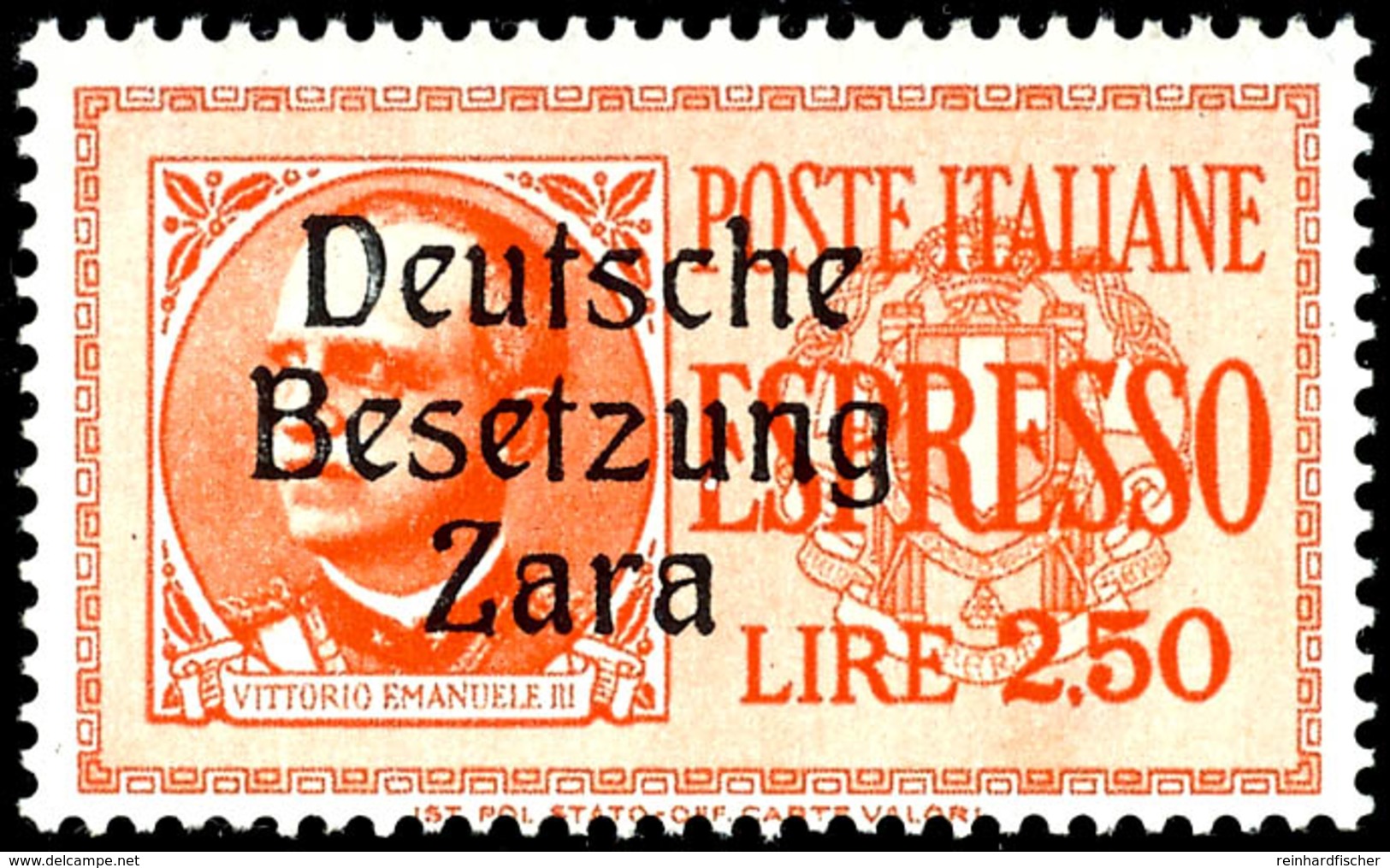 2,50 Lire Eilmarke Mit Aufdruck Von Feld 16 Der Überdruckplatte "Z Von Zara In Fremdtype", Tadellos Postfrisch, Gepr. Lu - Duitse Bez.: Zara