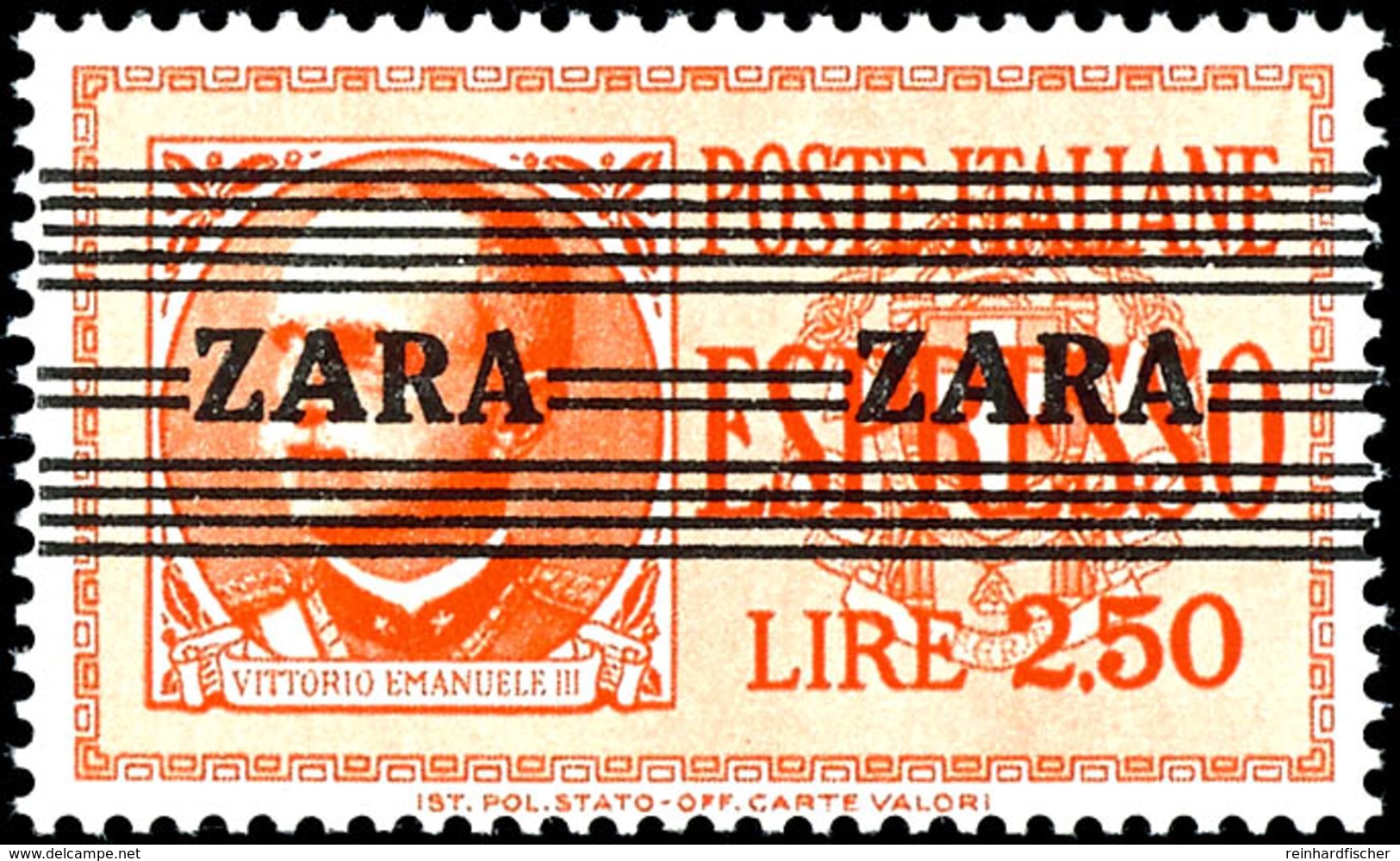 2,50 Lire Freimarke Mit Aufdruck "Zara" In Type III (Feld 81-82 Der Überdruckplatte), Tadellos Postfrisch, Auflage Nur 2 - Duitse Bez.: Zara