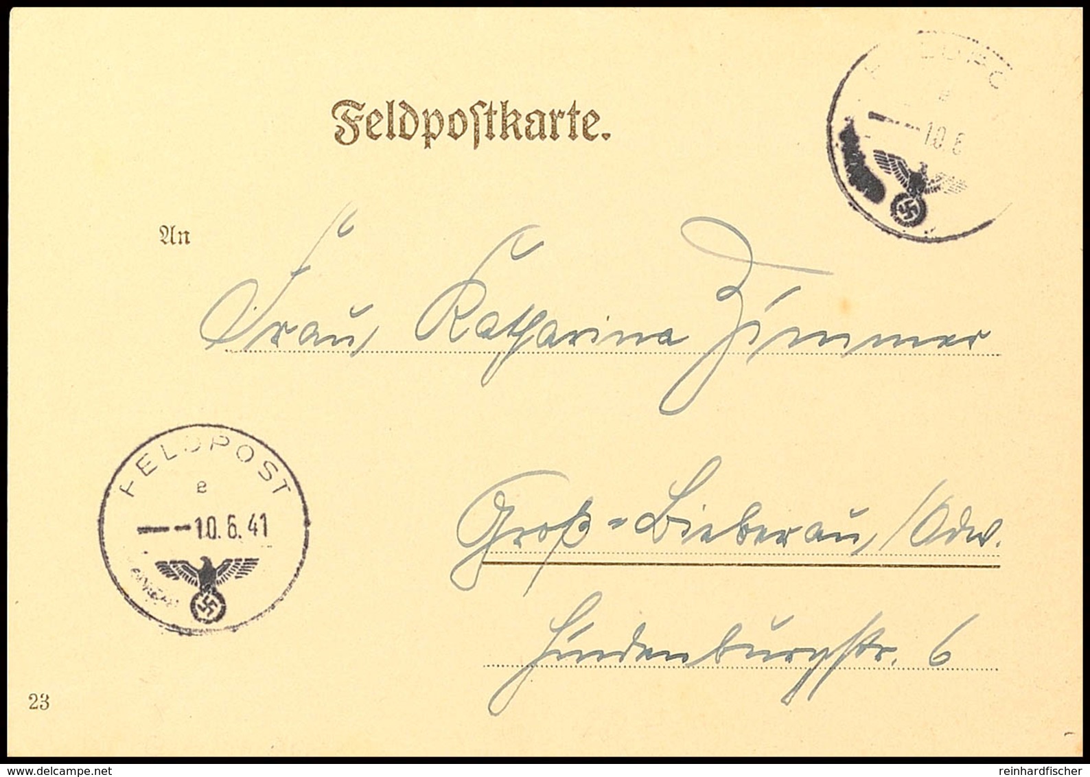 1941, Benachrichtungskarte über Zuteilung Der Feldpostnummer Mit DV "3412.37.IIB", Gebraucht Mit Normstempel "e 10.6.",  - Other & Unclassified