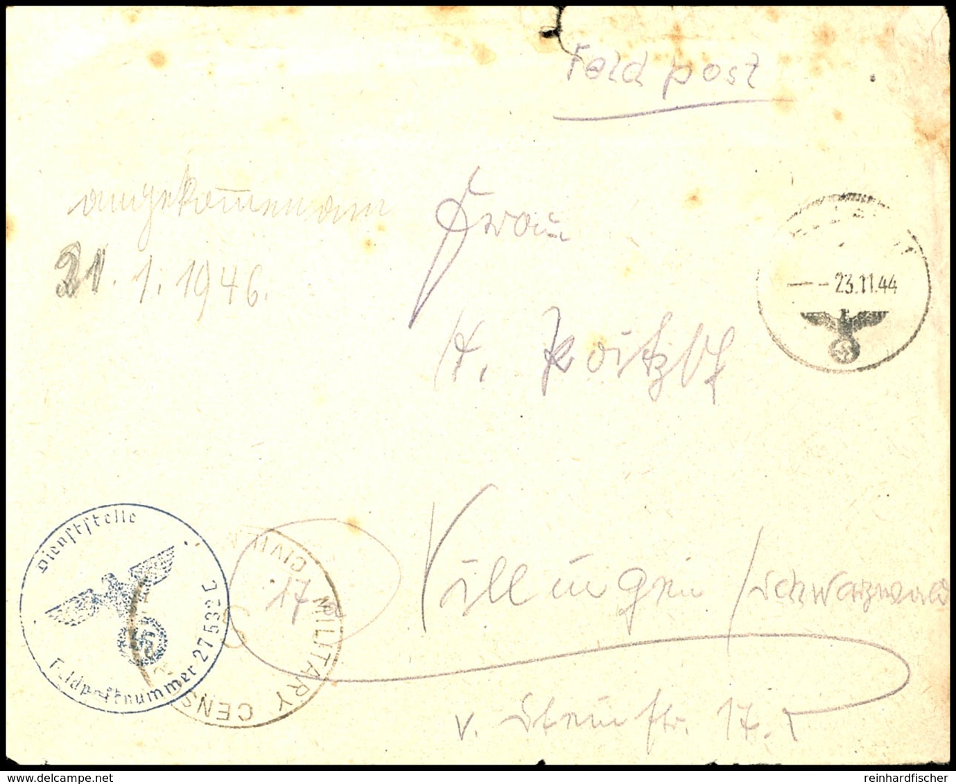1944, Feldpostbrief Mit Normstempel "..23.11" Sowie Absendervermerk Und Briefstempel Je Mit Feldpostnummer "27532 C" (=  - Andere & Zonder Classificatie