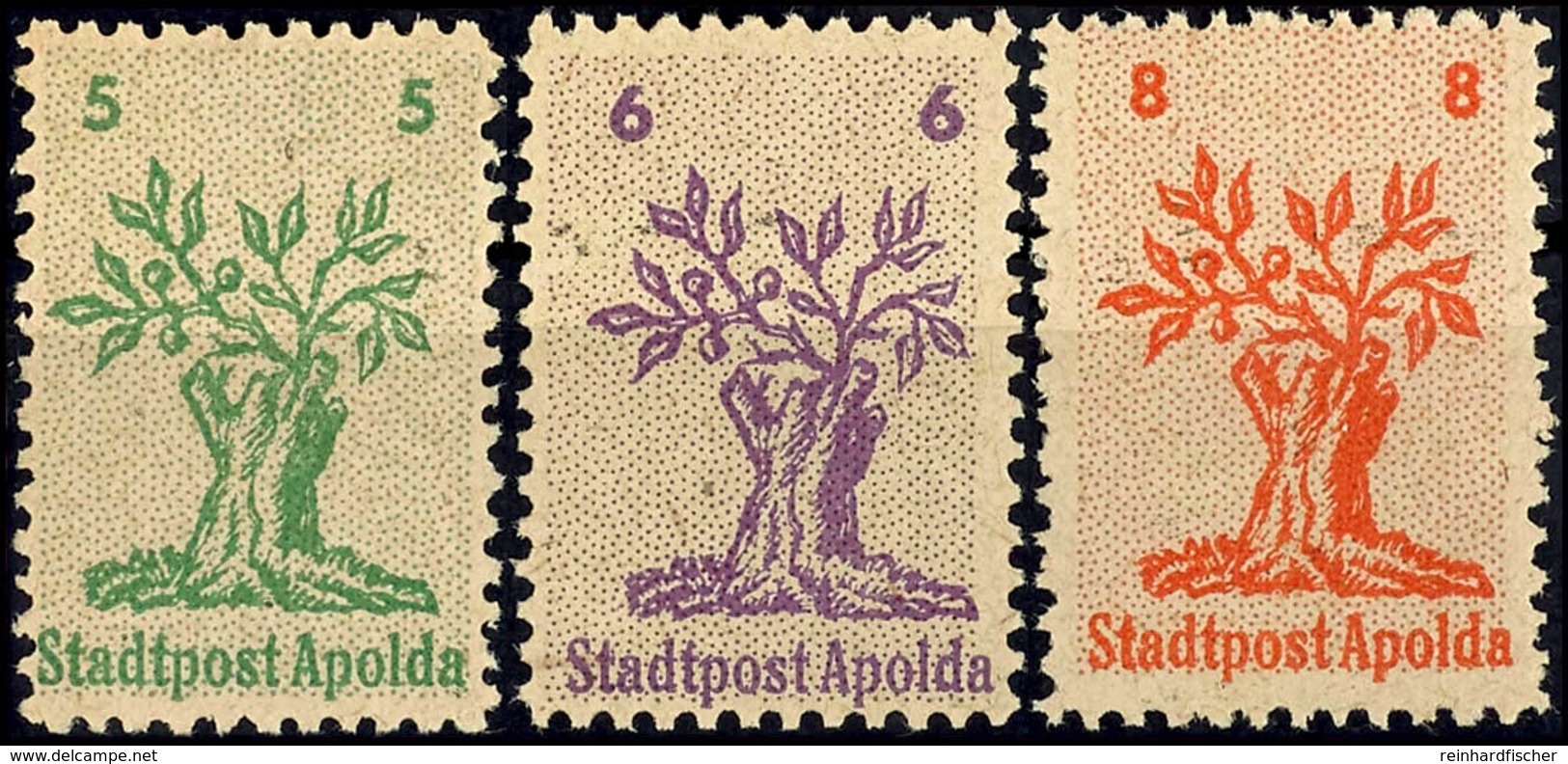 5 - 8 Pfg Baumstumpf, 3 Werte Komplett, Tadellos Postfrisch, Unsigniert, Mi. 140.-, Katalog: 1/3 ** - Apolda