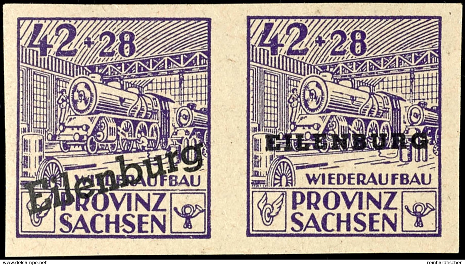 42 Pfg Freimarke Im Waagerechten Zusammendruck-Typenpaar Mit Aufdruck In Type A Und B, Tadellos Postfrisch, Mi. 350.-, K - Eilenburg