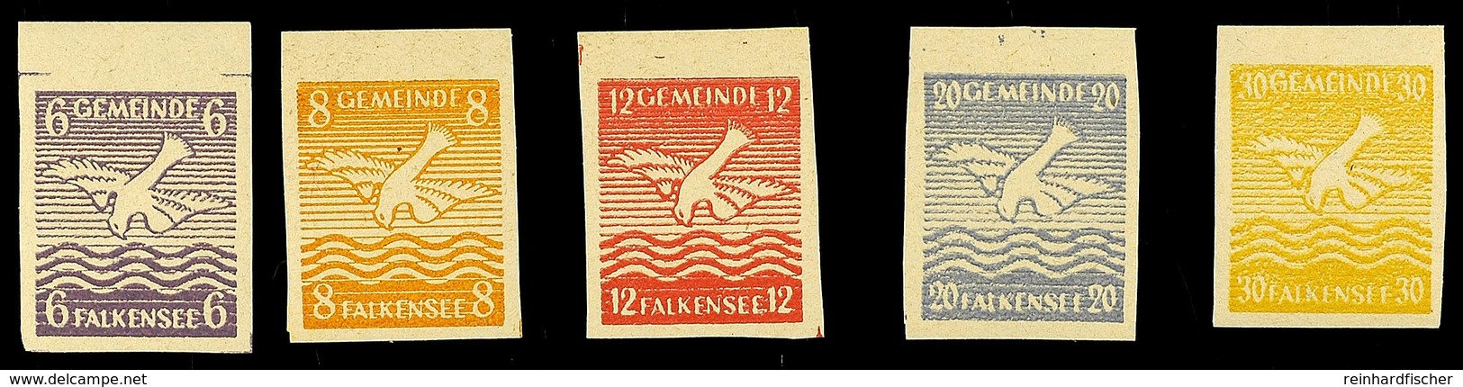 6 Pfg Bis 30 Pfg Ortswappen Ungezähnt, 5 Postfrische Kabinettstücke, Mi. 150,-, Katalog: 2/6U ** - Falkensee