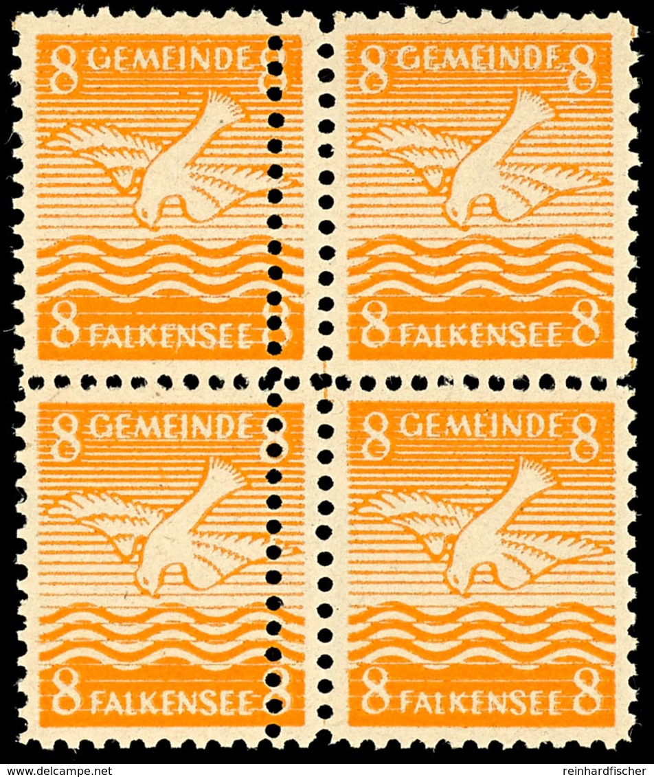 8 Pfg Wappen, 4er-Block, Dabei Das Linke Paar Mit Markanter Vertikaler Doppelzähnung, Tadellos Postfrisch, Unsigniert, D - Falkensee
