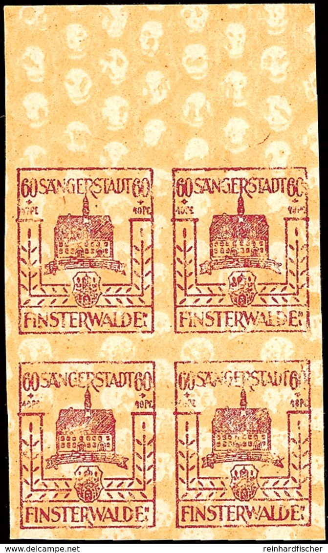 60 Pfg Mit Druck Auf Der Gummiseite, Postfrischer Kabinett-Viererblock Mit Oberrand, Dekorative Einheit! Mi 160.-, Katal - Finsterwalde