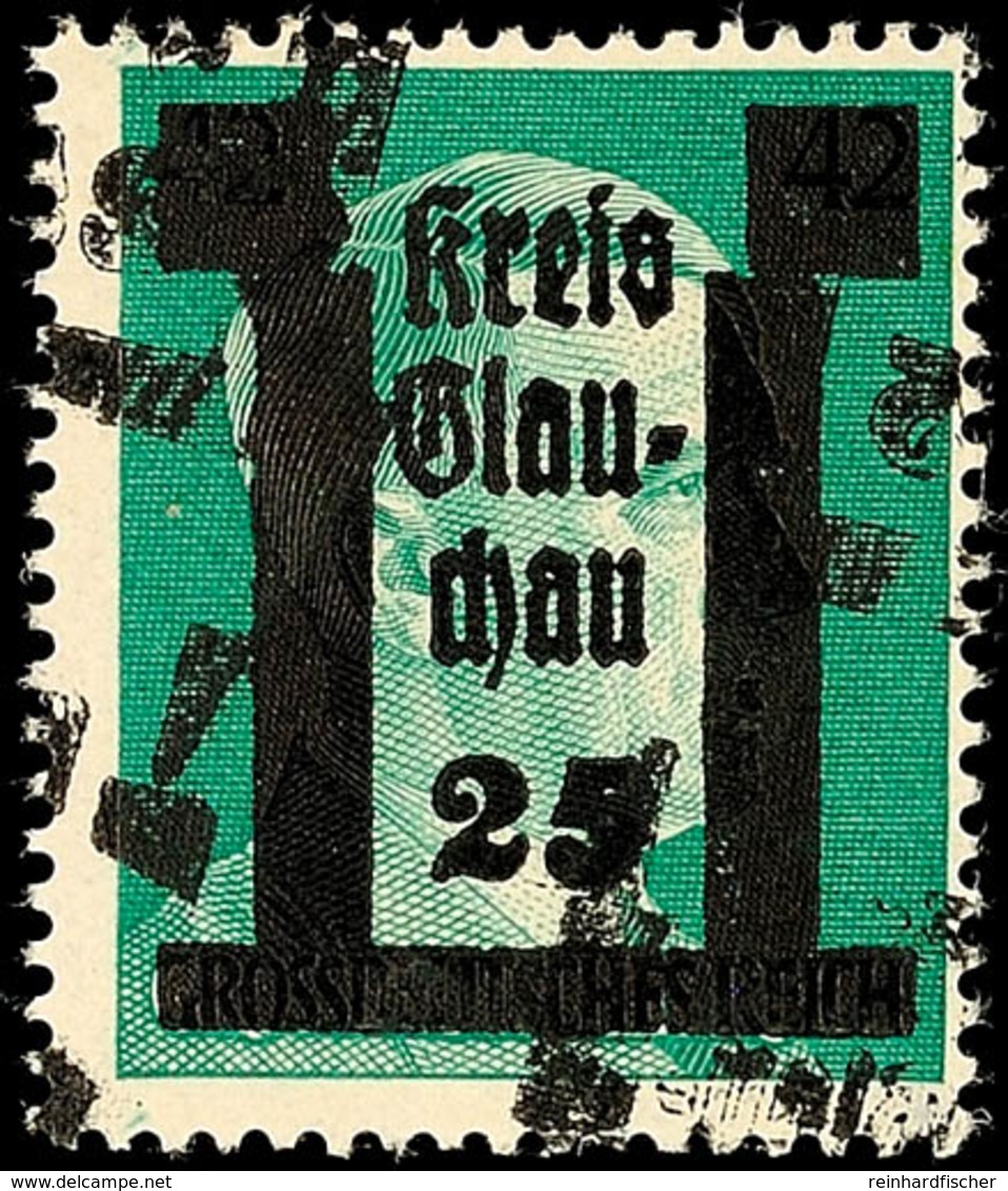 25 A. 42 Pf. Grün, Doppelter Aufdruck, Postfrisch, Sign. Rijxman, Katalog: 12DD ** - Glauchau