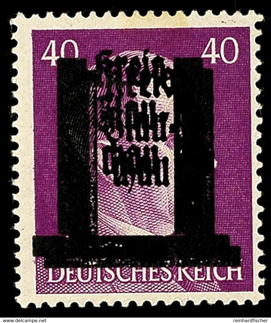 40 Pfg Hitler Mit Doppeltem Aufdruck, Ungebrauchtes Kabinettstück, Geprüft Findeisen BPP, Mi. 130,- Für **, Katalog: 15D - Glauchau