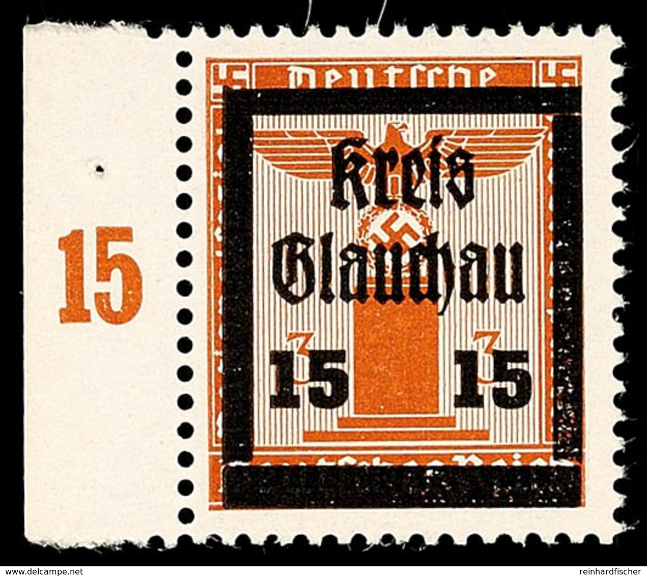 15 Auf 3 Pfg Partei-Dienstmarke, In Guter Y-Variante Mit Waager. Gummiriffelung, Tadellos Postfrisch, Links Mit Bogenran - Glauchau