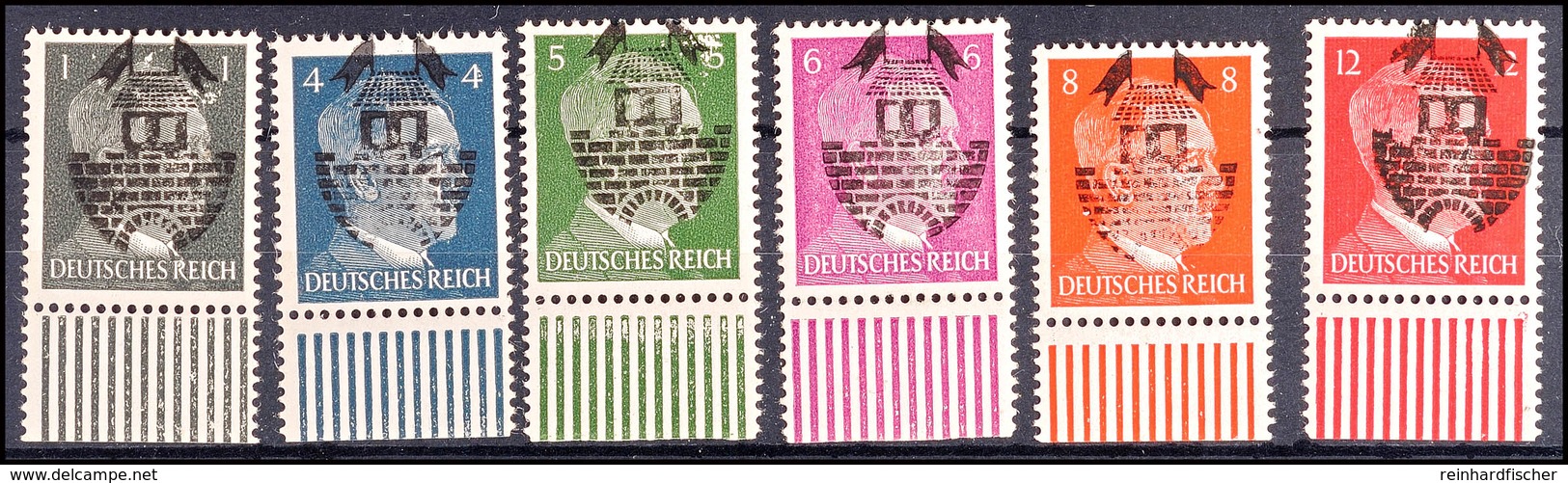 1 Bis 12 Pfg Hitler Mit Metallstempel-Aufdruck, Sogen. Nachläufer-Ausgabe, Jeder Wert Mit Unterrand, Postfrisch (6 Pfg K - Glauchau