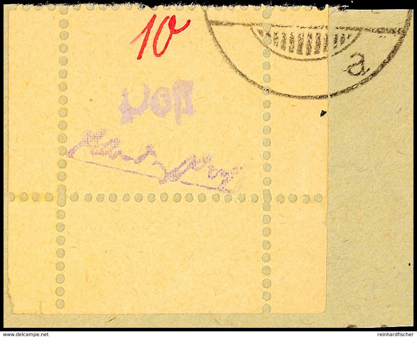 10 Pf. Freimarke Mit Seitenrändern Rechts U. Links A. Kleinem Briefstück, Tadellos, Gepr. Kunz BPP, Mi. 500.-, Katalog:  - Grossraeschen