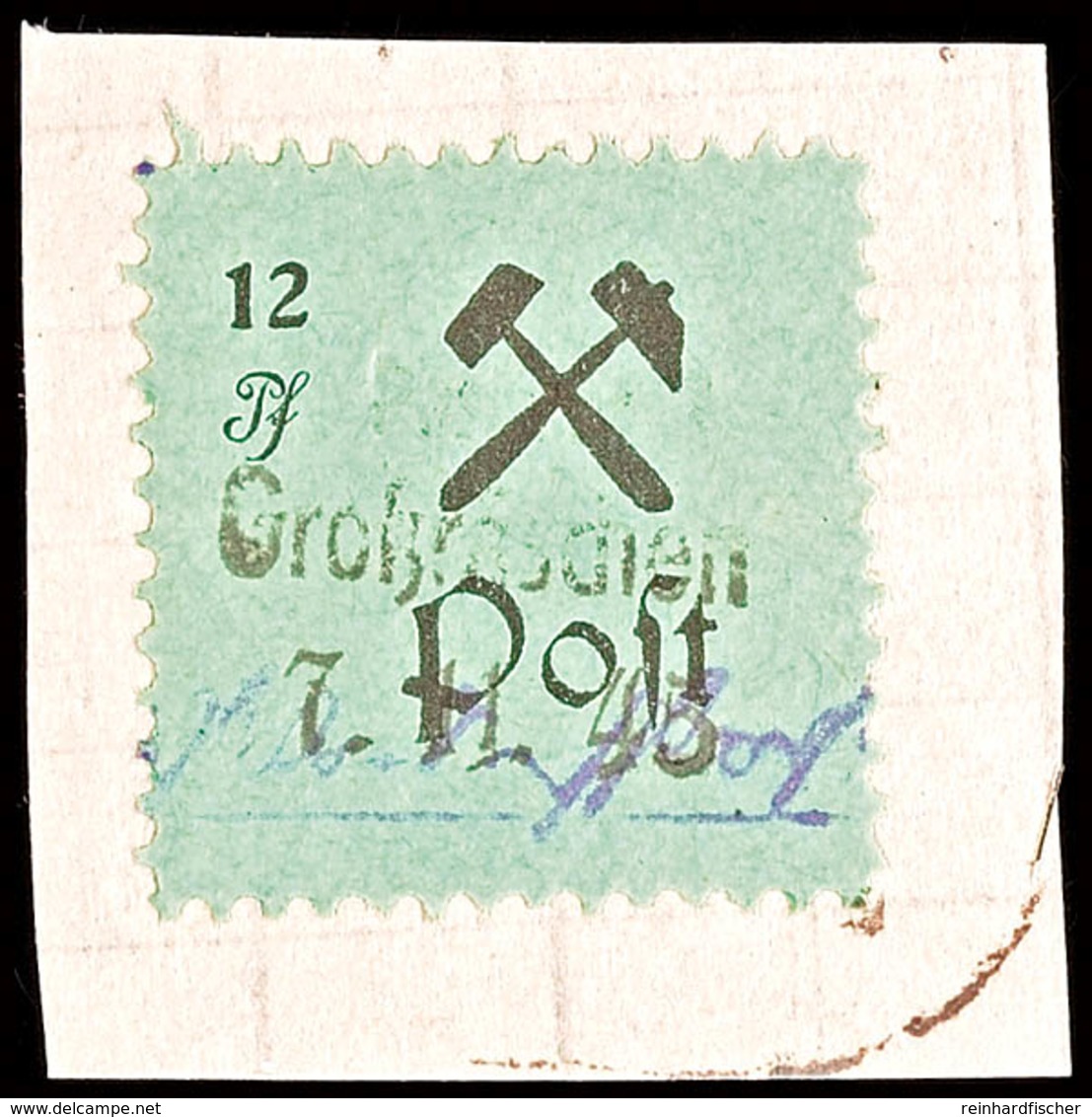 12 Pf. Schwarz A. Grün, Type IV (Schusterhammer), Klarer Kleiner Notstempel Vom 7.11.45, Tadellos, Mi. 200,-, Katalog: 2 - Grossraeschen