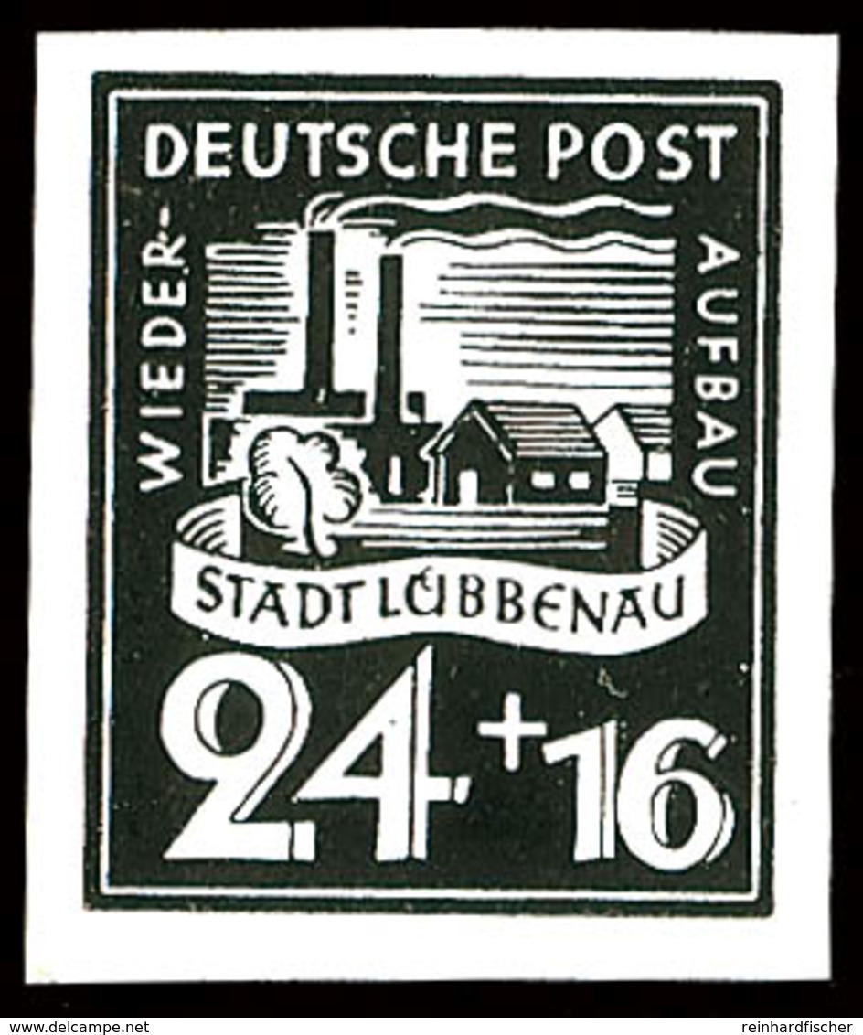 24 Pfg Wiederaufbau-Vorlagedruck In Schwarz Auf Kreidepapier, Ungebrauchtes Kabinettstück Ohne Gummi  (*) - Lübbenau