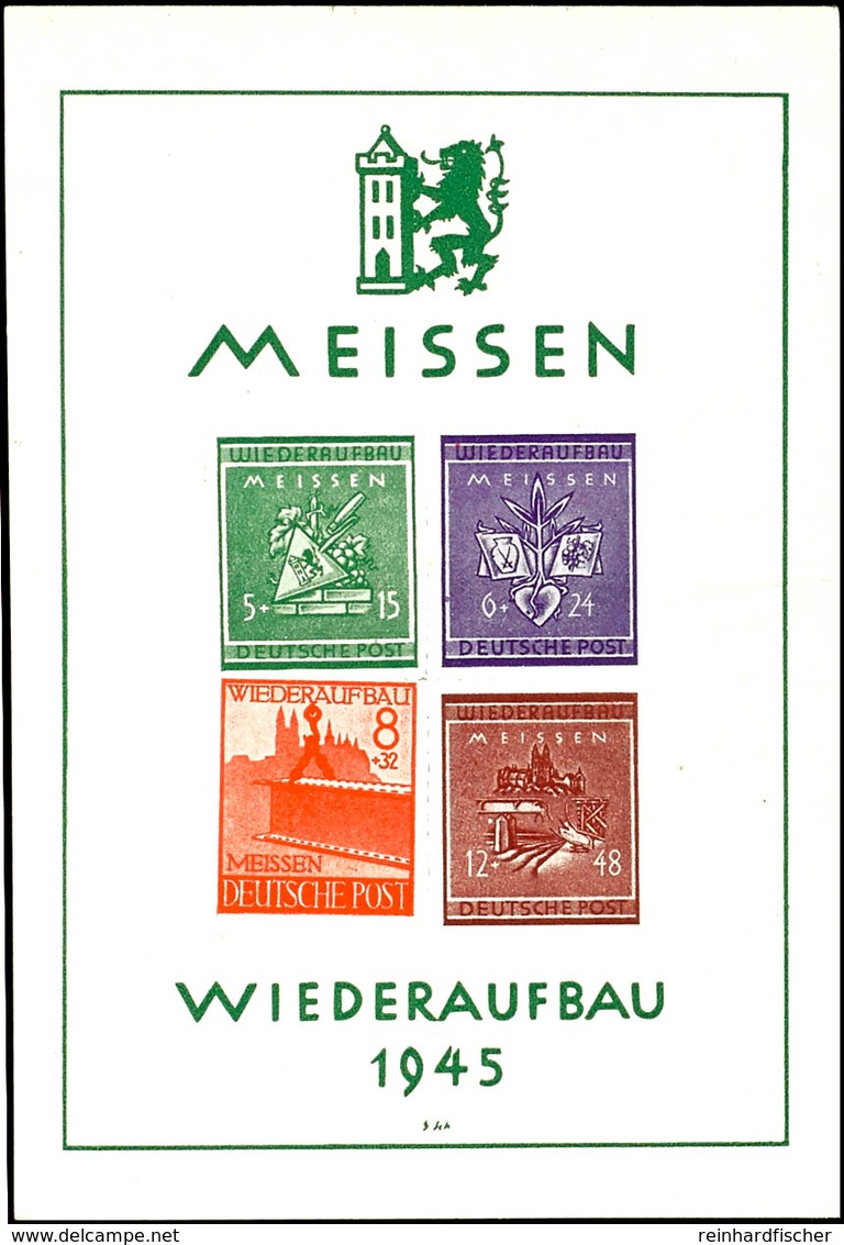 Blockausgabe Wiederaufbau Mit Abart III1 "8 Pfg Mehr Als 3 Mm Nach Oben Verschoben", Tadellos Postfrisch, Seltene Abart, - Meissen