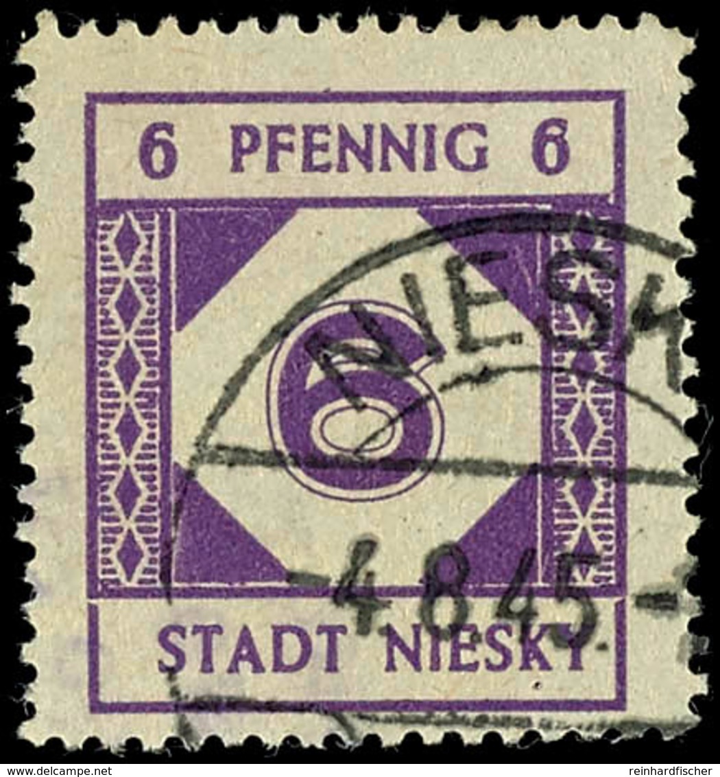 6 Pfg Freimarke, Zentrisch Gestempelt "NIESKY 4.8.45", Tadellose Erhaltung, Fotobefund Kunz BPP "echt, Einwandfrei", Mi. - Niesky