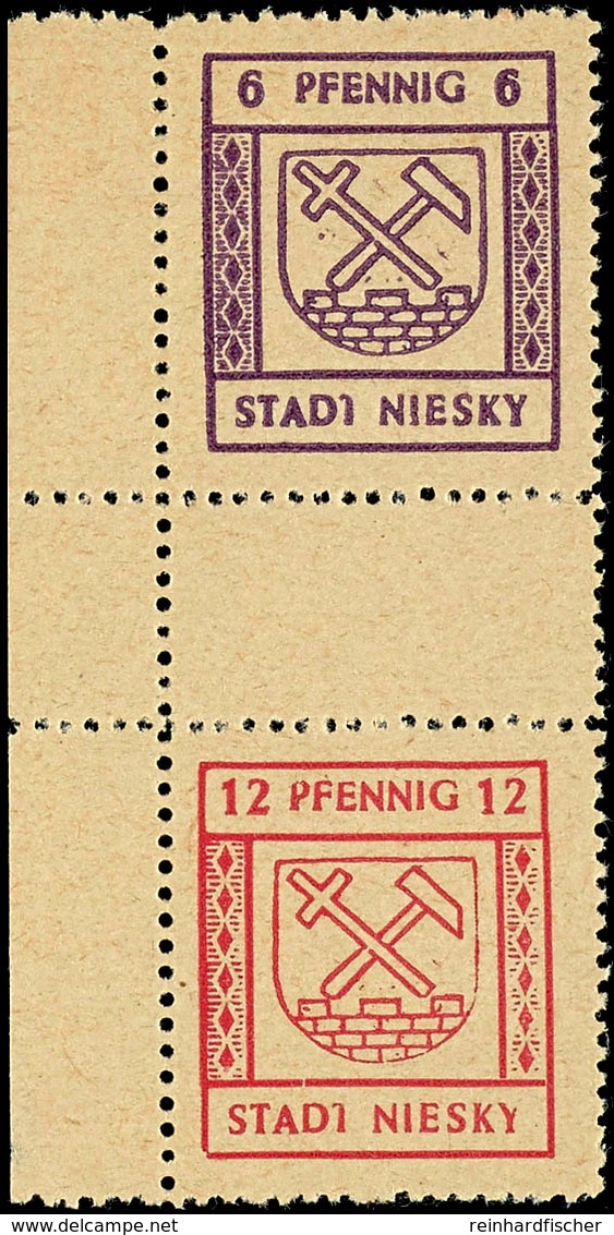 6 - 12 Pfg Freimarken, Beide Möglichen Zusammendrucke, Einmal Mit Linkem Bogenrand, Tadellos Postfrisch, MiNr. SZ1 Tiefs - Niesky