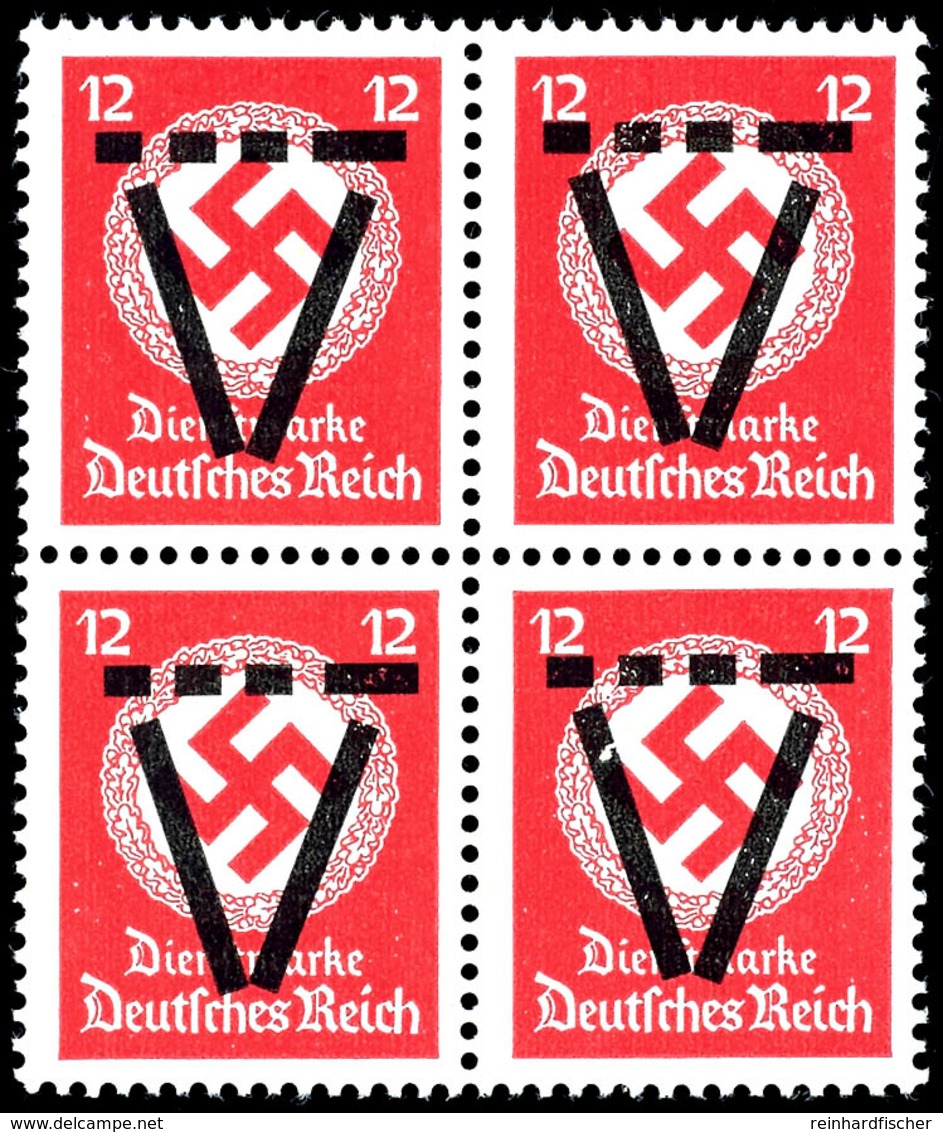 6 Und 12 Pfg. Behörden-Dienstmarken, Je 4er-Block Postfrisch, Gepr. Sturm, Mi. 800,-, Katalog: XVI/XIX ** - Other & Unclassified