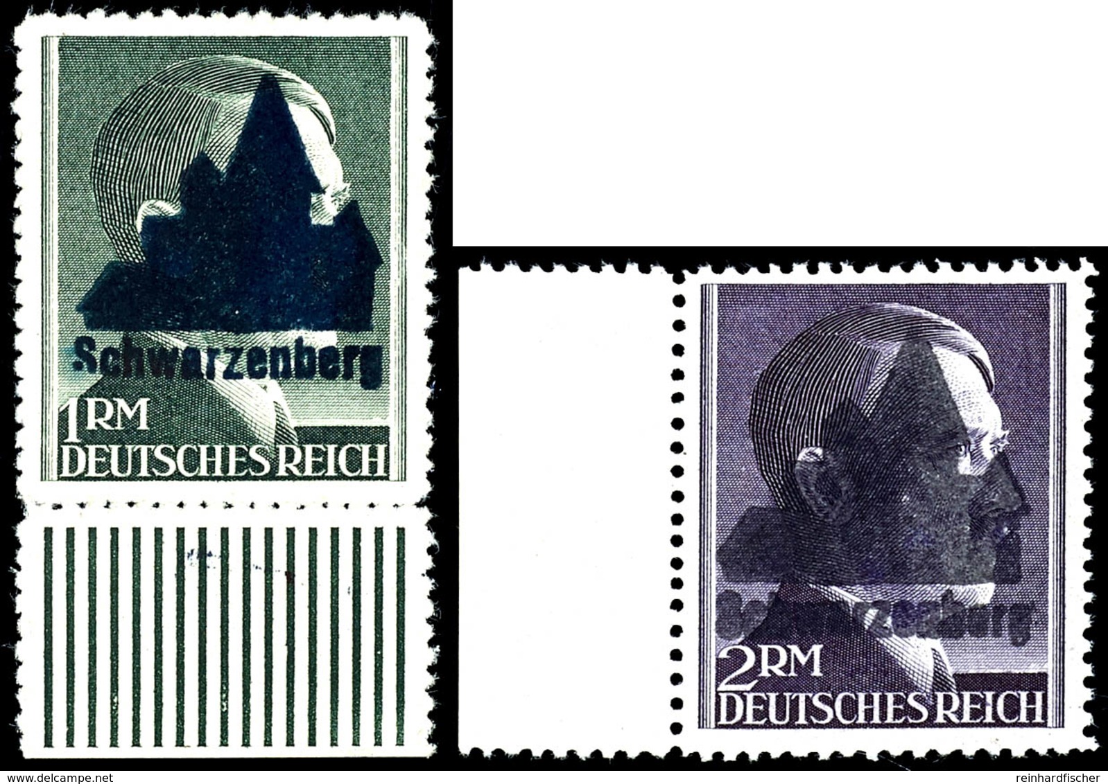 1 Pfg. Bis 2 RM Hitler, Aufdruck Type II, 21 Werte Postfrisch, Gepr. Zierer, 80 Pfg. Gepr. Sturm, Katalog: 1/21 ** - Schwarzenberg (Erzgeb.)