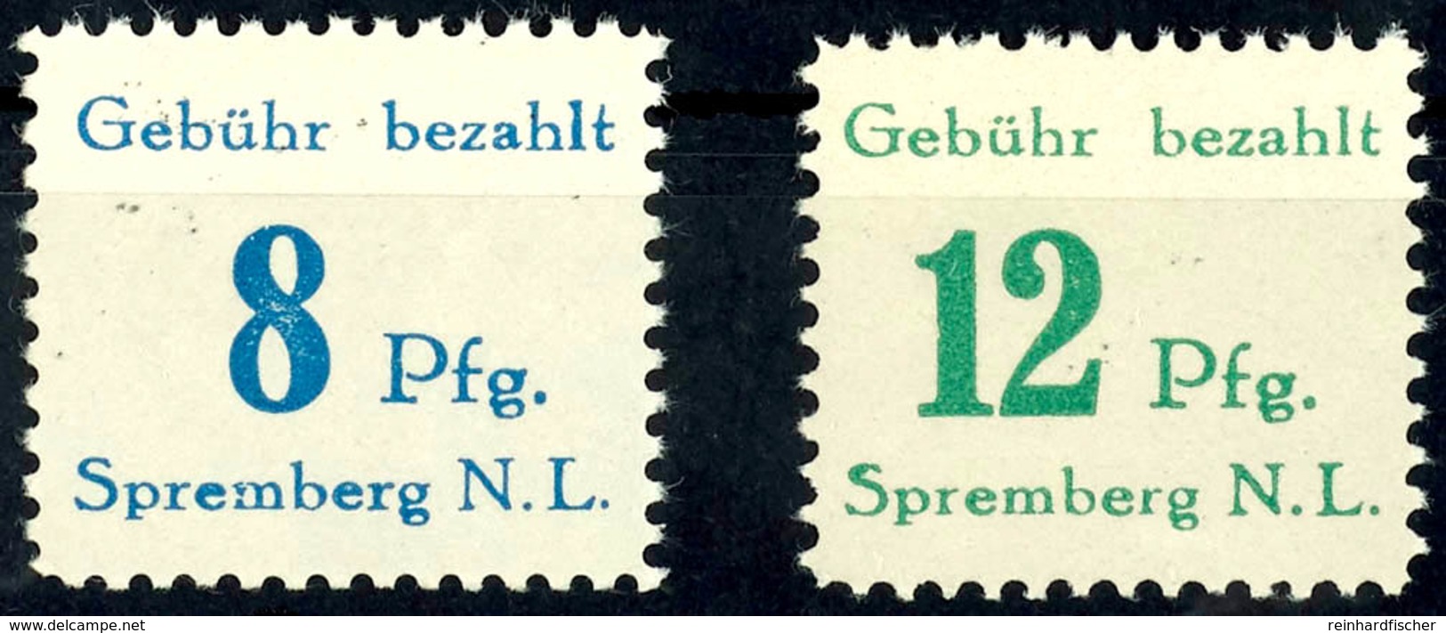 8 Pfg. Cyanblau Und 12 Pfg. Dunkelgelblichgrün, Postfrisch, Gepr. Zierer BPP, Mi. 100.-, Katalog: 23/24A ** - Spremberg