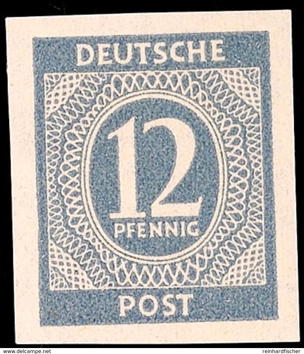 12 Pf. Ziffer Dunkelgrau, Ungezähnt, Ungebraucht (Falzspur), Sign. Richter, Mi. 400.-, Katalog: 920U * - Andere & Zonder Classificatie