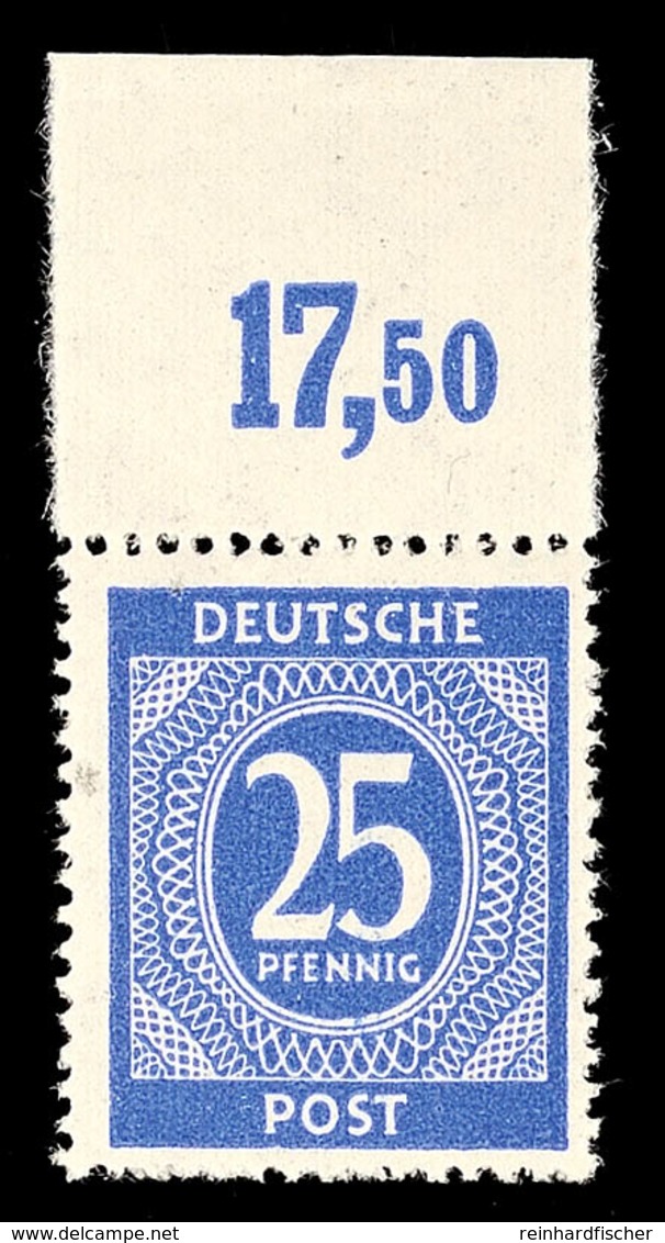 25 Pfg Lebhaftlilaultramarin Mit Plattenoberrand (ungefaltet), Tadellos Postfrisch, Gepr. ArGe Bernhöft, Mi. 120,-, Kata - Andere & Zonder Classificatie