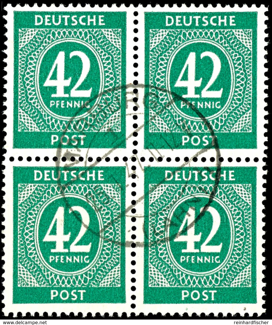 42 Pf. Smaragdgrün, Tadelloser Zentrisch Gestempelter Viererblock, Gepr. Schlegel BPP, Katalog: 930(4) O - Andere & Zonder Classificatie