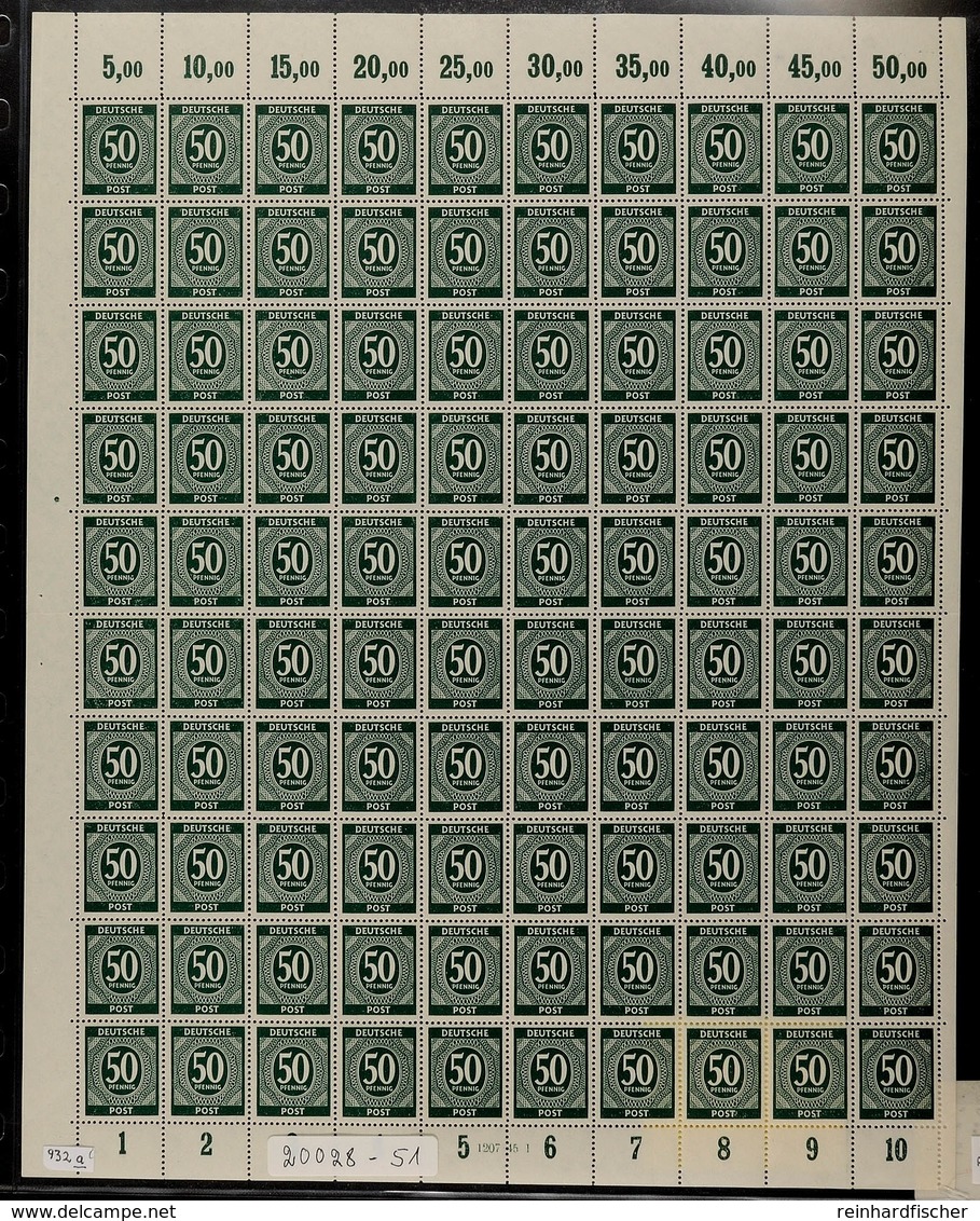 50 Pfg Ziffer Schwärzlichgraugrün, Plattendruckbogen Mit Durchgezähnten Oberrändern Und HAN 1207.45 1, Postfrisch, Mi. 3 - Andere & Zonder Classificatie