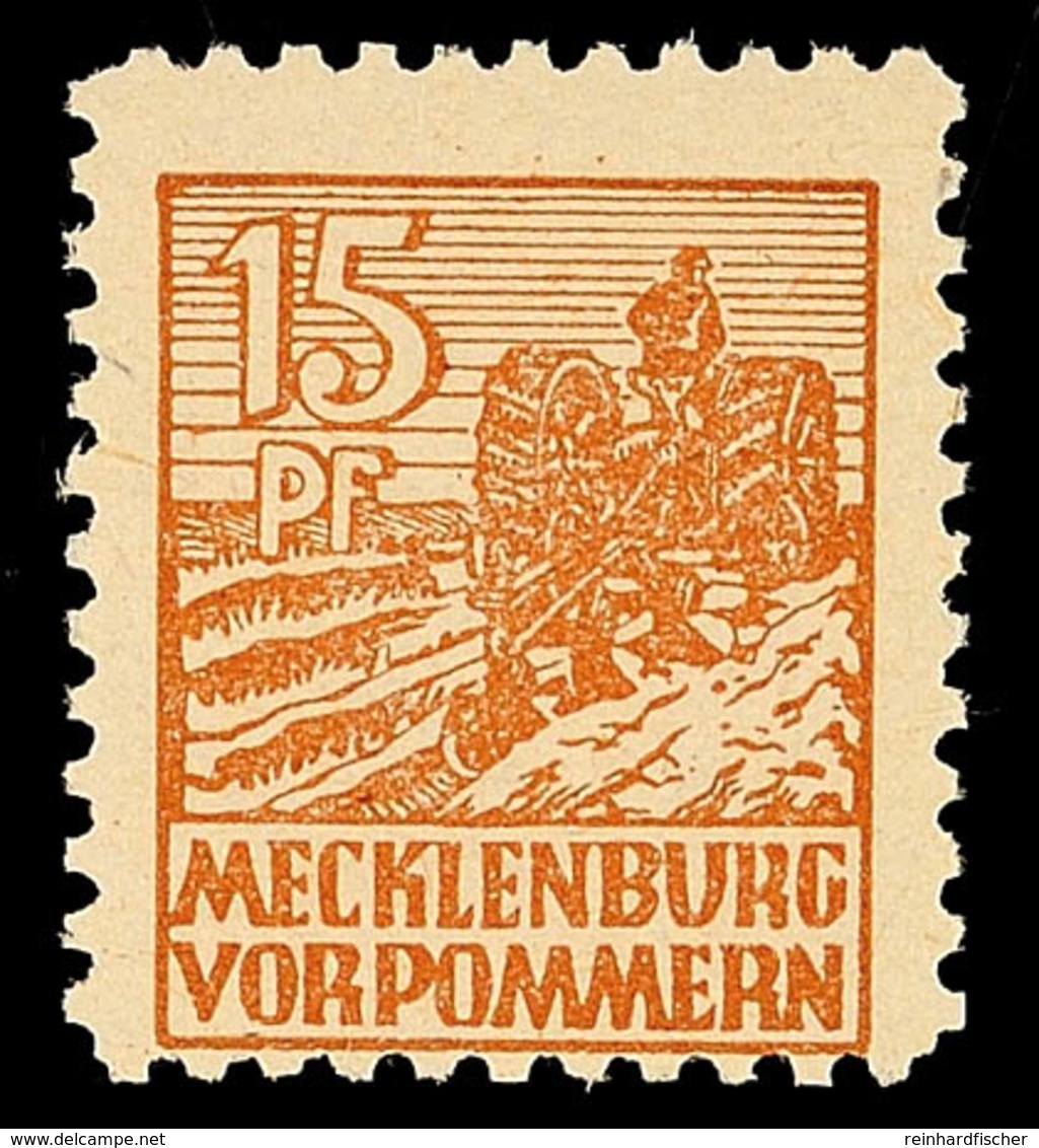 15 Pf. Mecklenburg In D-Farbe Tadellos Postfrisch, Gepr. Thom BPP, Mi. 80,-, Katalog: 37yd ** - Andere & Zonder Classificatie