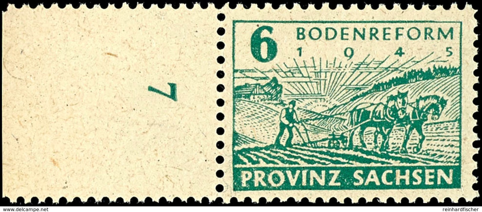 6 Pf Bodenreform In B-Farbe Tadellos Postfrisch Vom Linken Bogenrand, Gepr. Zierer BPP, Mi. 250,--, Katalog: 85wbA ** - Andere & Zonder Classificatie