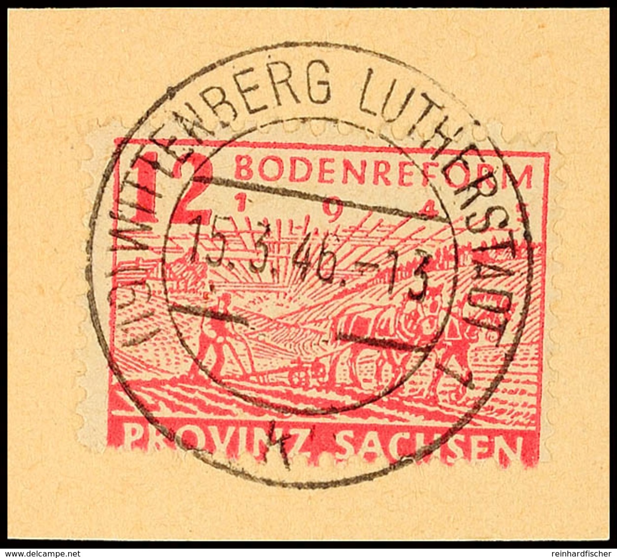 12 Pf Bodenreform In B-Farbe Als Postmeistertrennung Tadellos Auf Briefstück, Gepr. Dr. Jasch BPP, Mi. 150.-, Katalog: 8 - Andere & Zonder Classificatie