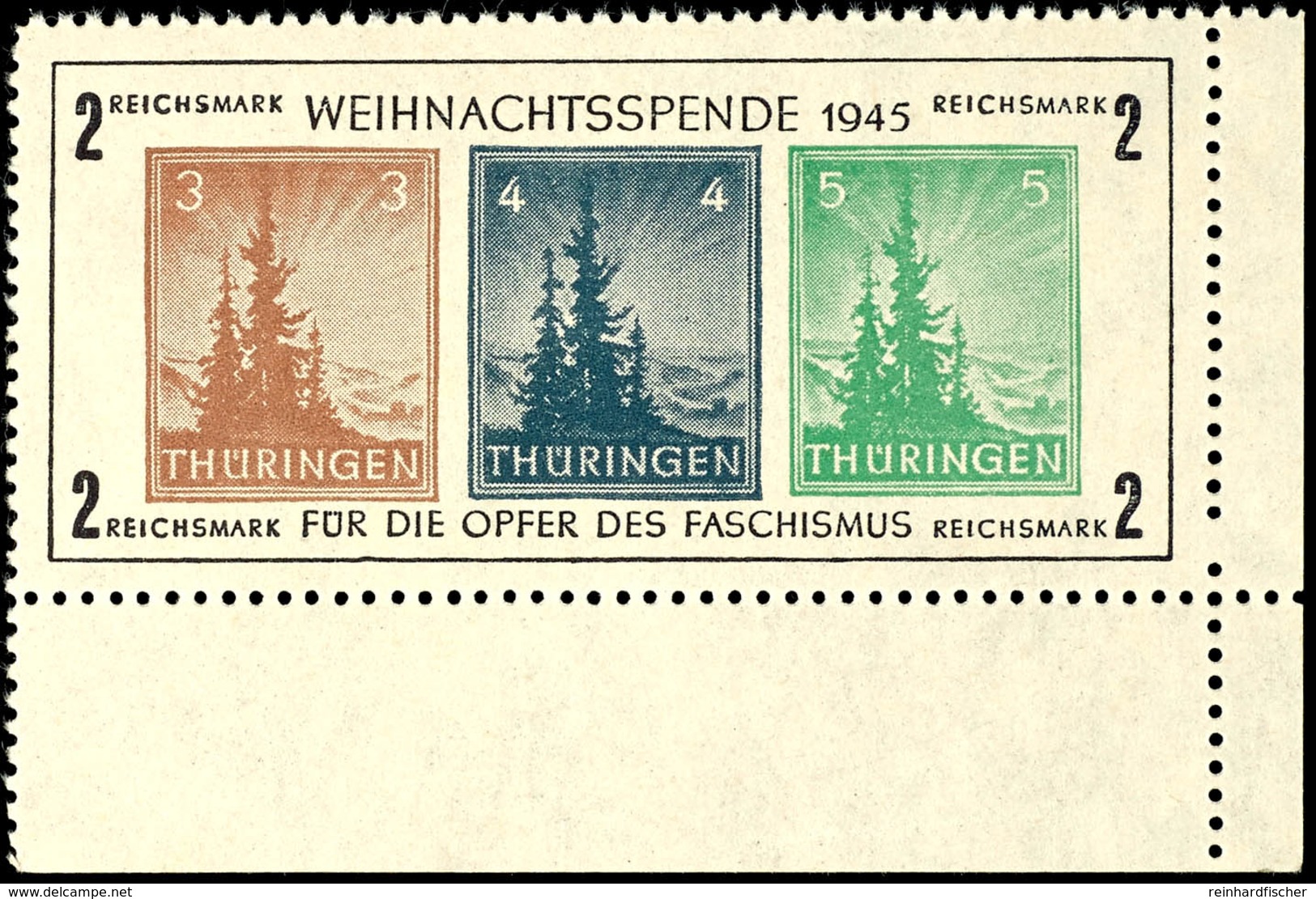 Kleiner Weihnachtsblock Mit 3 Pfg In Hellsiena, Blocktype VI, Aus Der Rechten Unteren Bogenecke, Tadellos Postfrisch, Fo - Andere & Zonder Classificatie