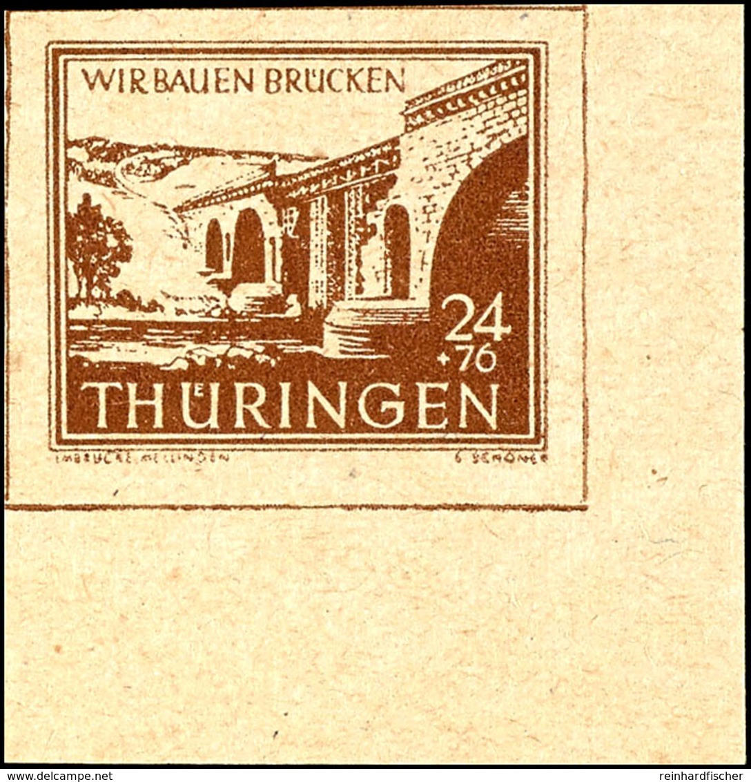 24+76 Pf Brückenbau In B-Farbe Aus Der Rechten Unteren Bogenecke Tadellos Postfrisch, Tiefst Gepr. Zierer BPP, Mi. 350,- - Andere & Zonder Classificatie