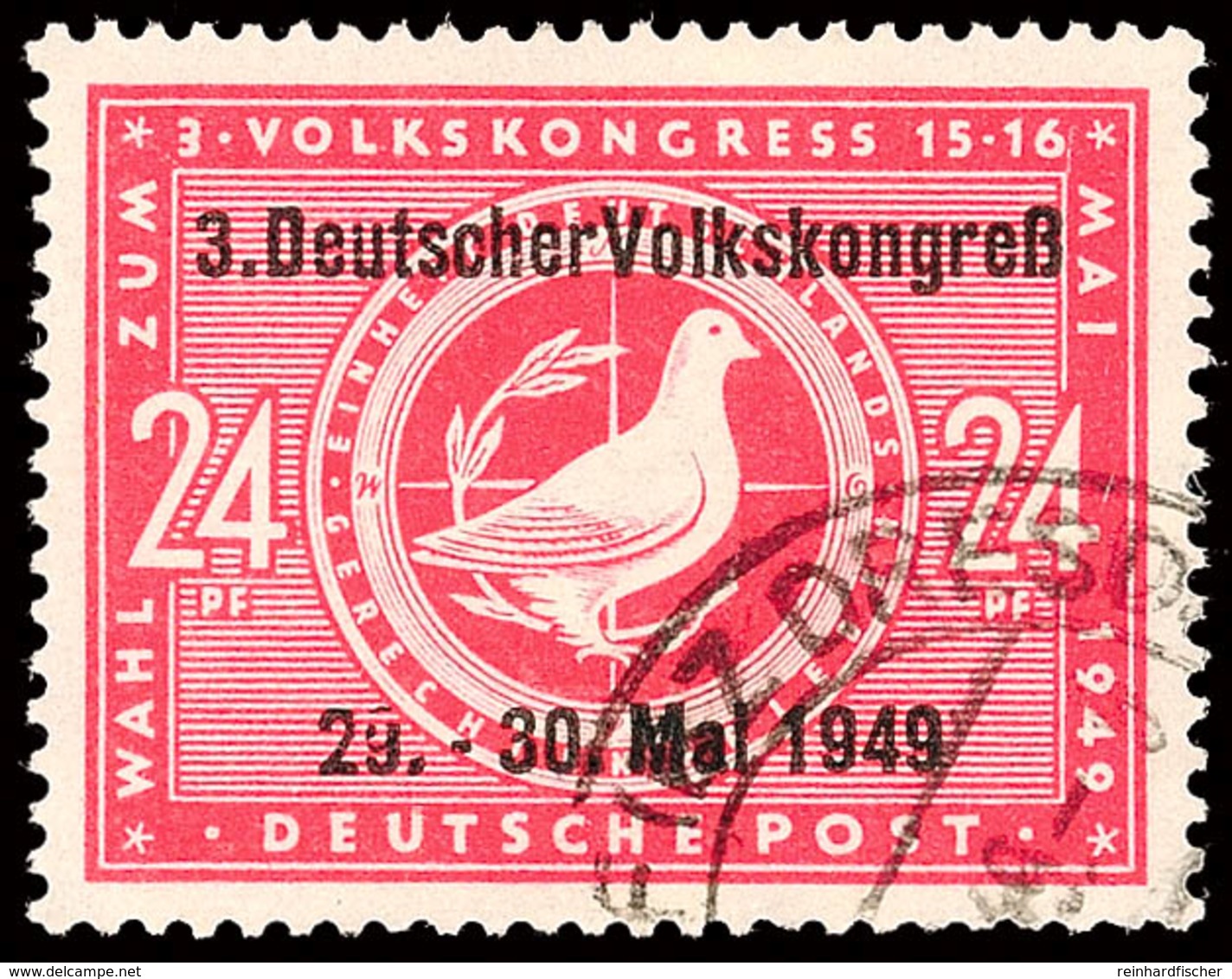 24 Pfg. Tagung Des 3. Volkskongresses Mit Plattenfehler "9 Von 29. Gebrochen", Gestempelt, Pracht, 200.-, Katalog: 233PF - Andere & Zonder Classificatie