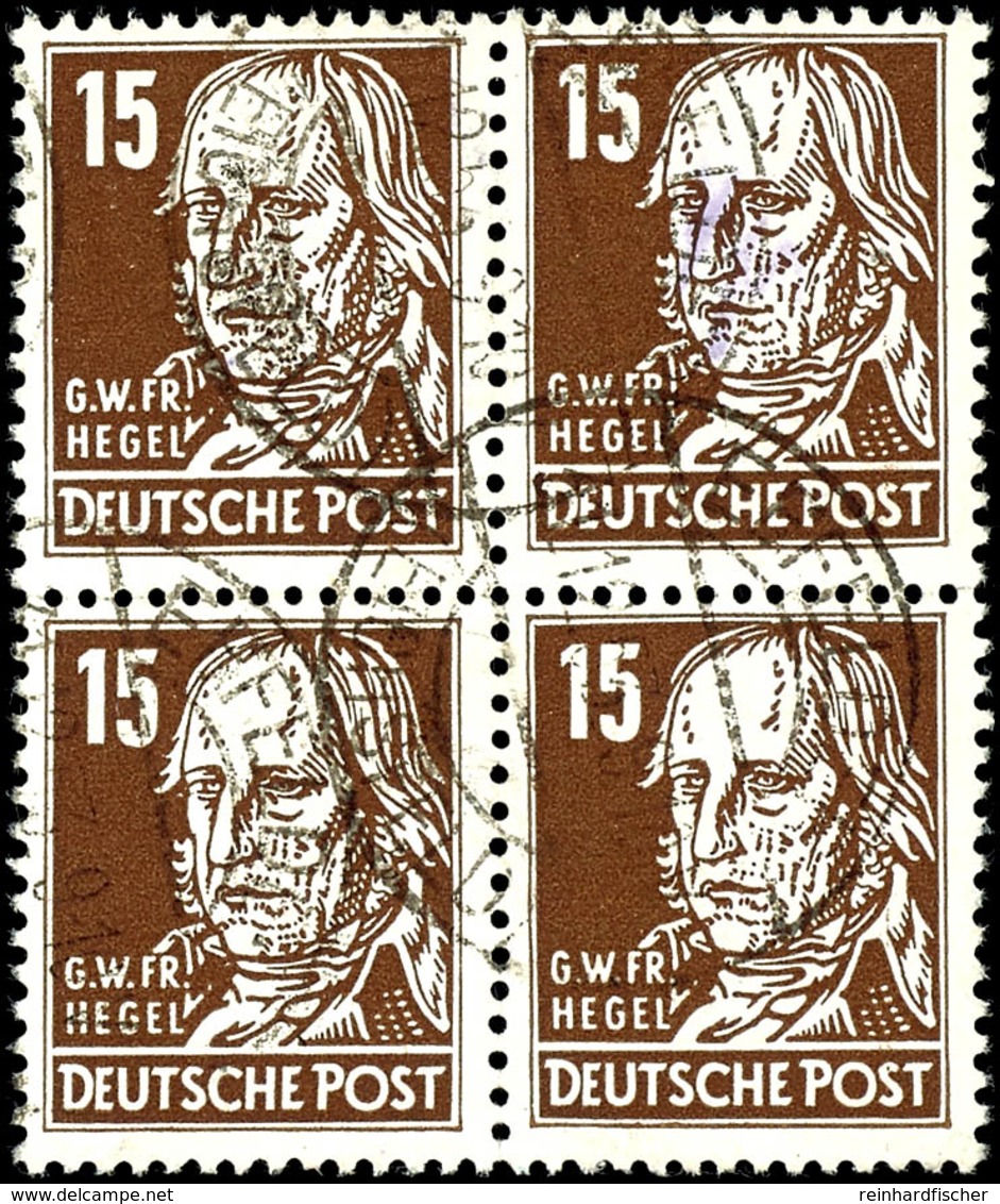 15 Pf. Persönlichkeiten Im 4er-Block, Wz. XII, Tadellos, Zeitgerecht Gestempelt, Geprüft Mayer BPP, Mi. 400,-, Katalog:  - Andere & Zonder Classificatie