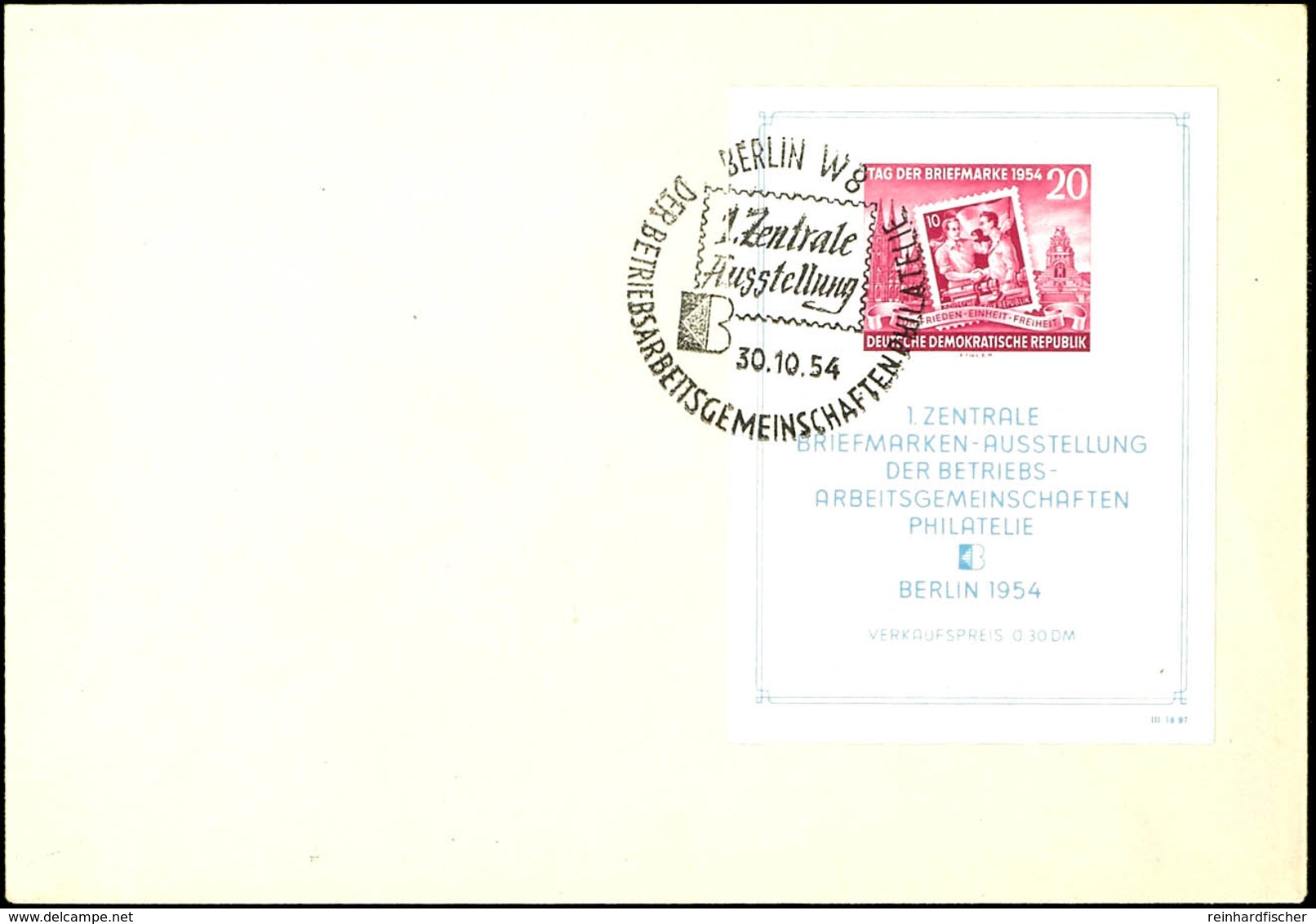 Blockausgabe Briefmarkenausstellung Auf Blanko-FDC Mit ESST "BERLIN W8 30.10.54", Tadellose Erhaltung, Umschlag Eckbug O - Andere & Zonder Classificatie