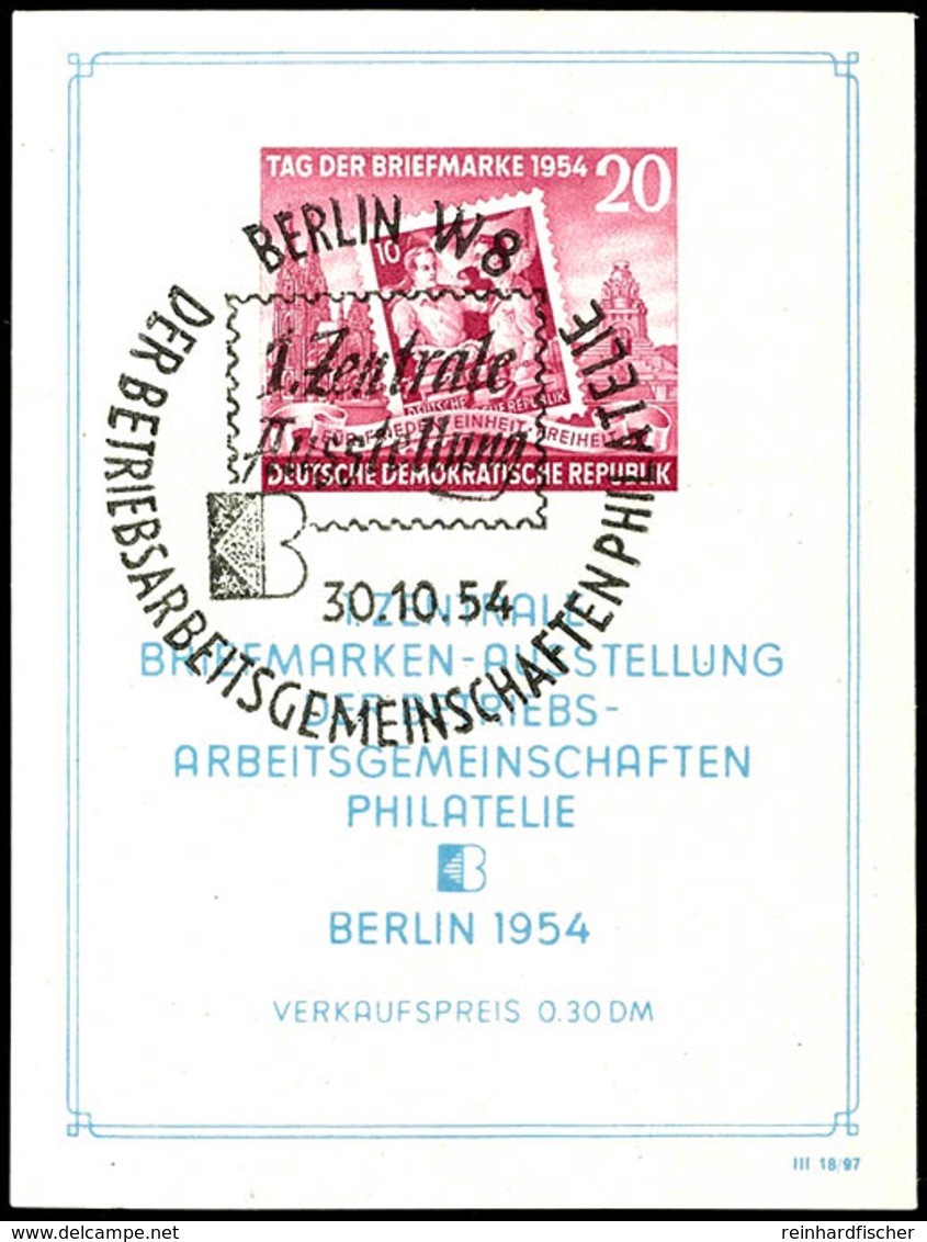 Blockausgabe "Erste Zentrale Briefmarkenausstellung, Berlin", Wasserzeichen XI, Plattenfehler IV "Farbpunkt Unten Im U I - Andere & Zonder Classificatie