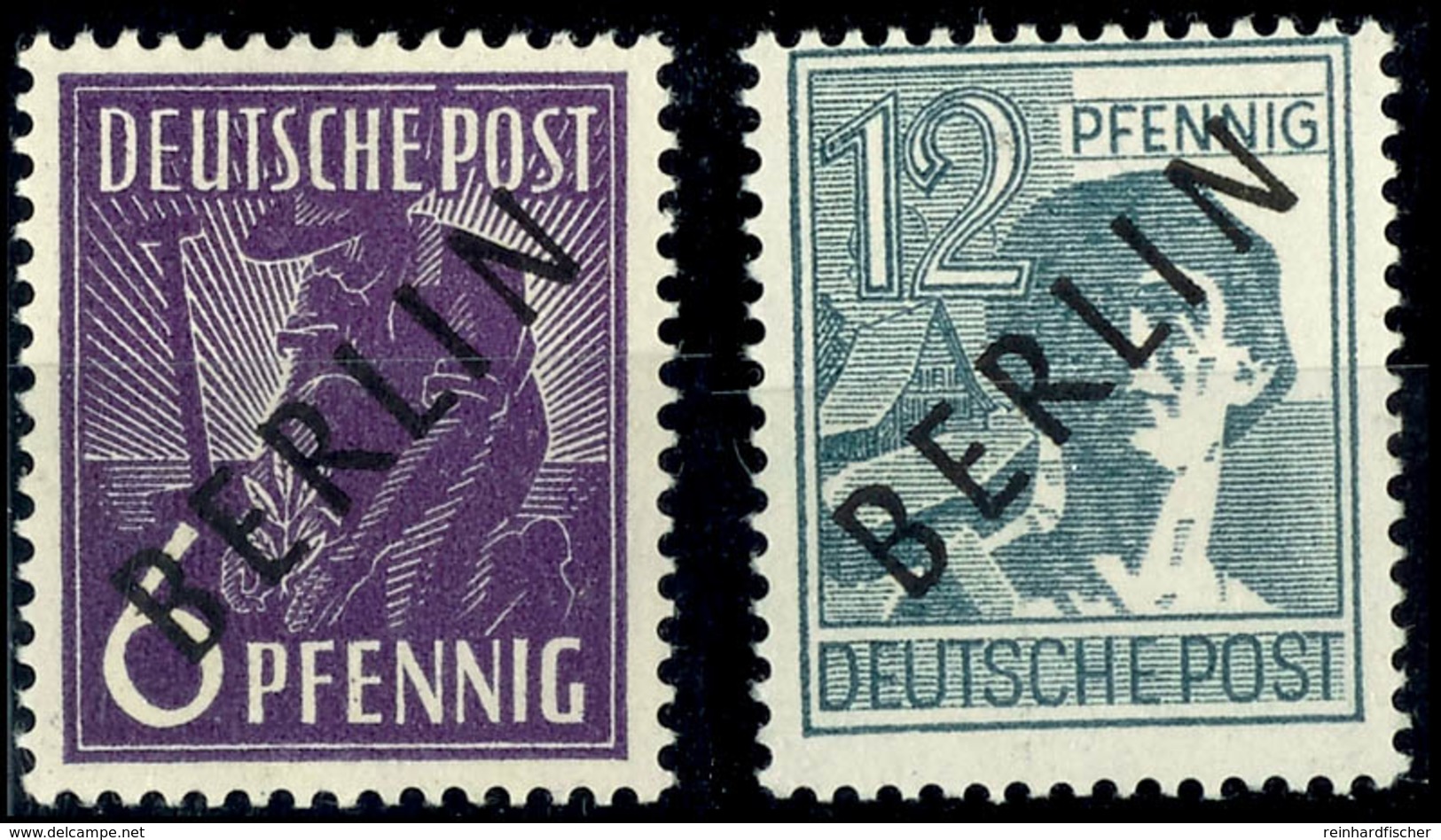 6 Und 12 Pf Schwarzaufdruck Je Auf Dickem Papier Tadellos Postfrisch, Tiefst Gepr. Schlegel BPP, Mi. 120,--, Katalog: 2x - Andere & Zonder Classificatie