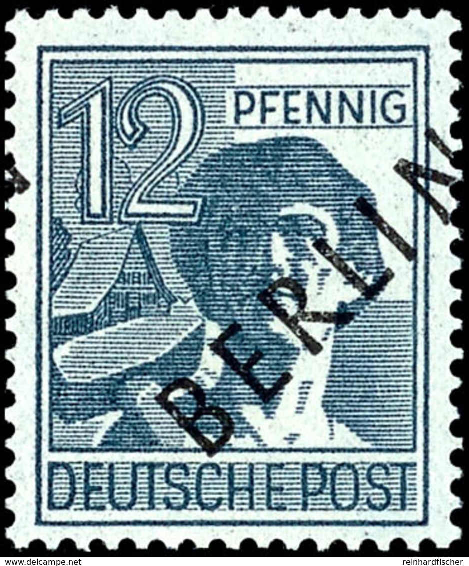 12 Pf Schwarzaufdruck Auf Dünnem Papier Tadellos Postfrisch, Dopp. Tiefst Gepr. Schlegel BPP, Mi. 300,--, Katalog: 5y ** - Other & Unclassified