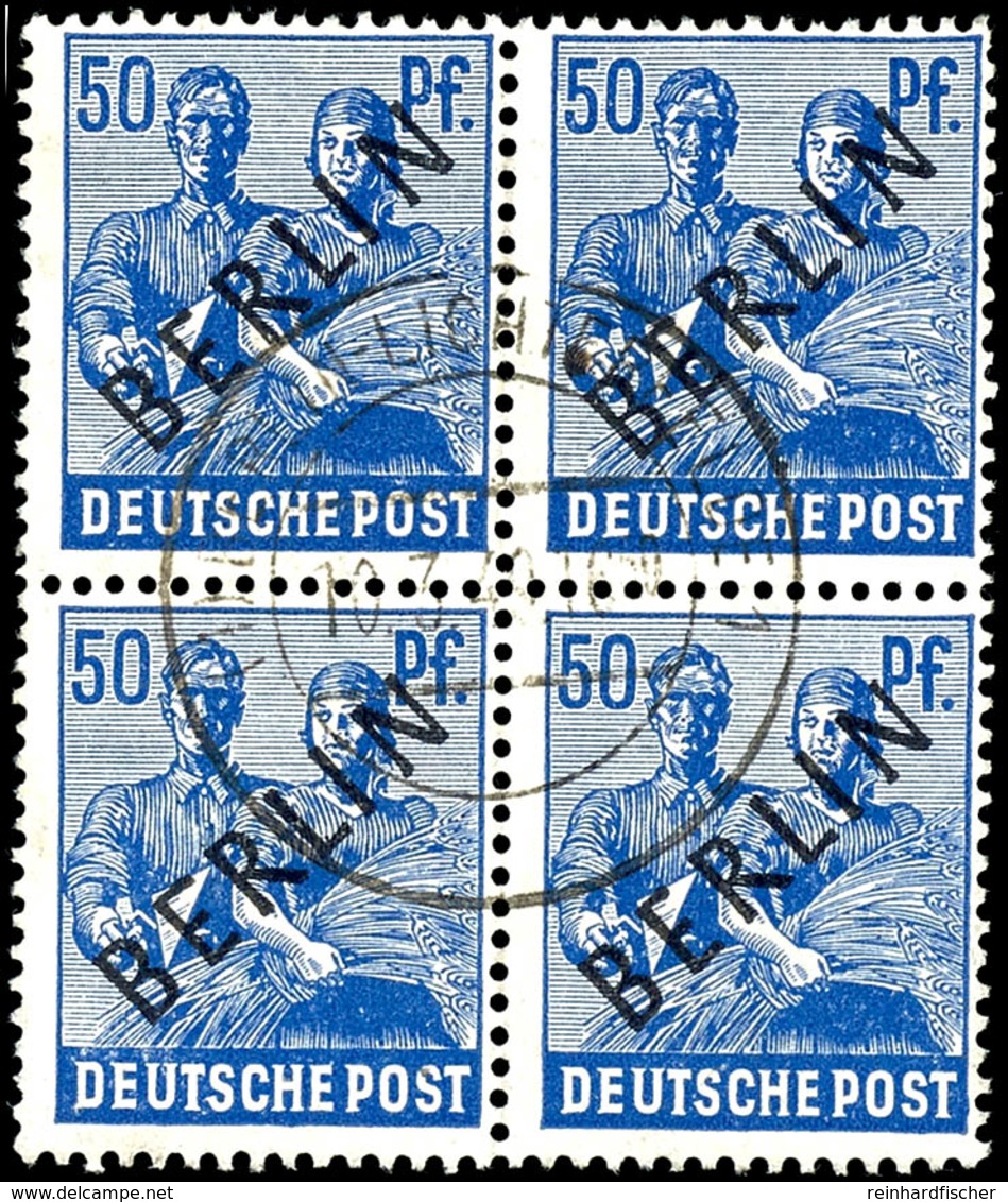 30 Pf. Schwarzaufdruck, Gest. Viererblock, Ungefaltet, Gepr. Schlegel BPP, Mi. 120,- +, Katalog: 13 O - Andere & Zonder Classificatie