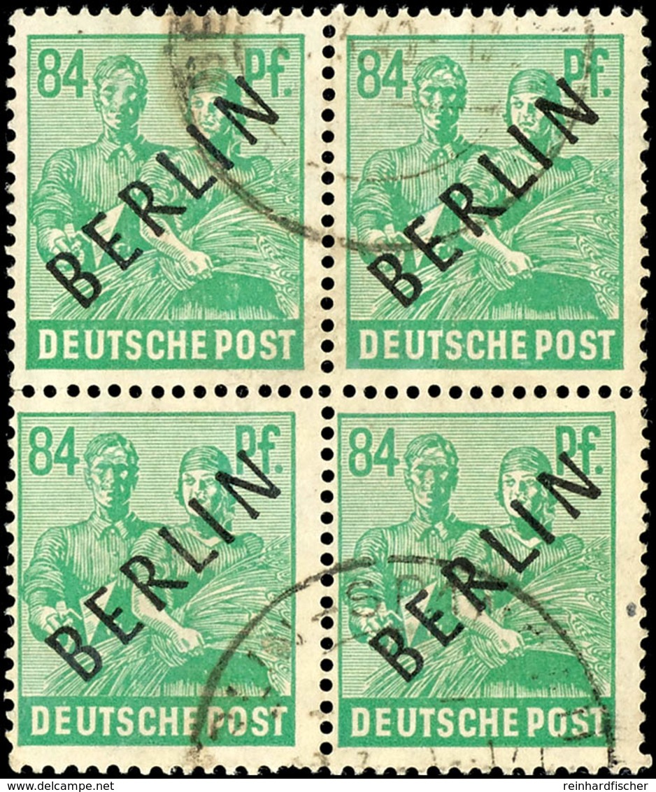 84 Pf. Schwarzaufdruck, Gest. Viererblock, Ungefaltet, Leichter Bug, Gepr. Schlegel BPP, Mi. 400,- +, Katalog: 16 O - Andere & Zonder Classificatie