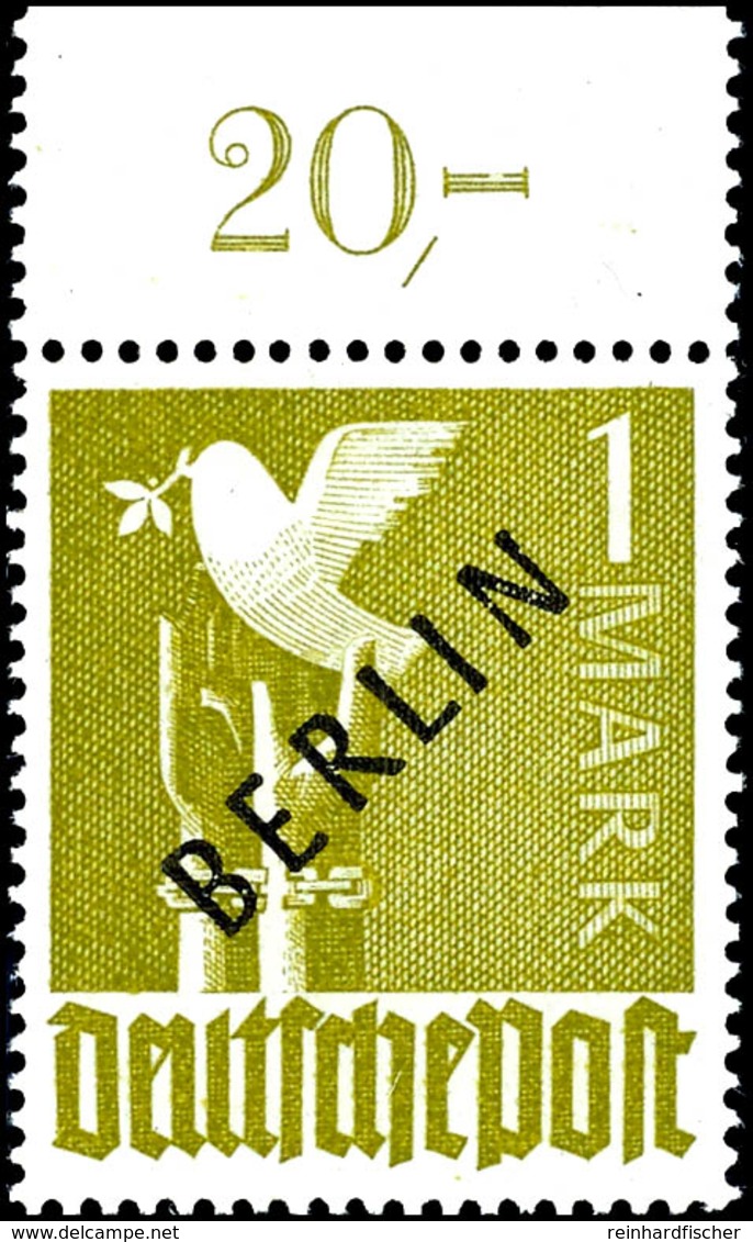 1 Mark Schwarzaufdruck In Besserer A-Farbe Vom Oberrand P OR Dgz. Tadellos Postfrisch, Tiefst Gepr. Schlegel, Mi. 450,-- - Andere & Zonder Classificatie