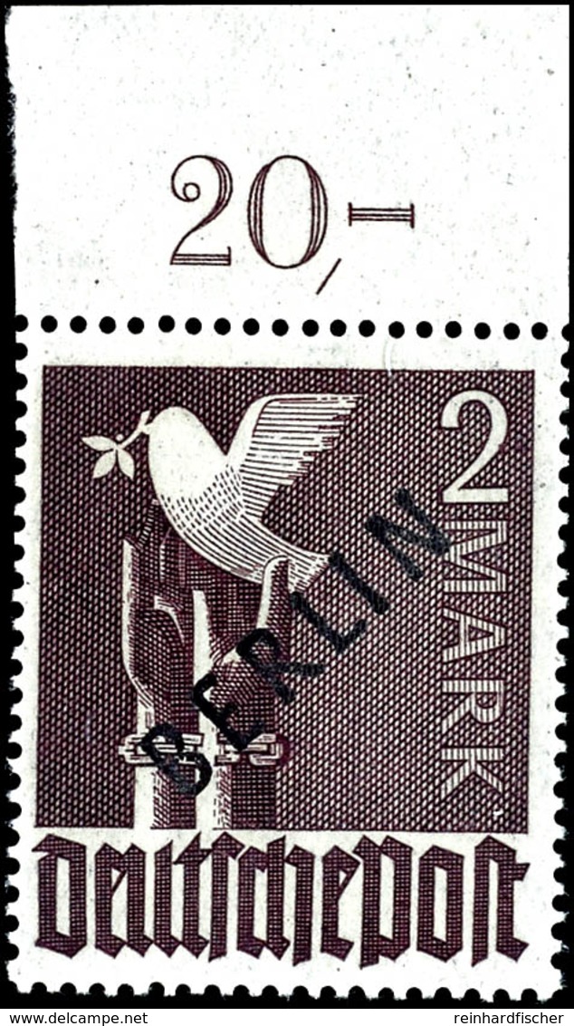 2 Mark Schwarzaufdruck Oberrand Ndgz. Tadellos Postfrisch, Tiefst Gepr. Schlegel BPP, Mi. 300,--, Katalog: 18 P ORndgz.  - Other & Unclassified