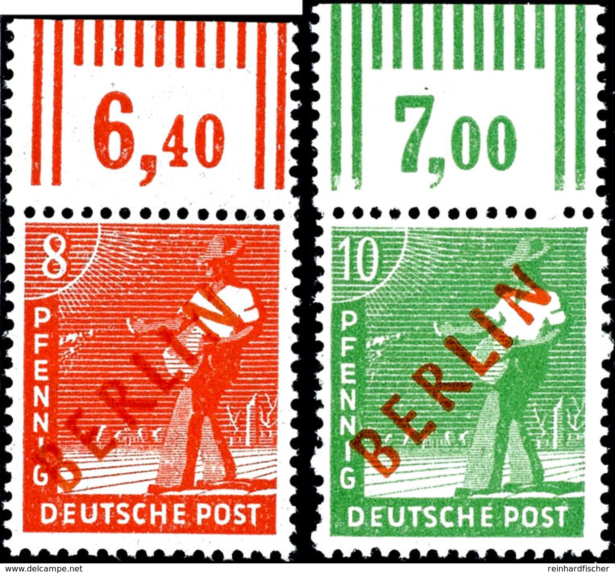 2, 6, 8 Und 10 Pf. Rotaufdruck Je Oberrand Walze Tadellos Postfrisch, Mi. 550,--, Katalog: 21/24 W OR ** - Andere & Zonder Classificatie