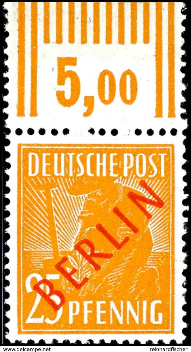 25 Pf. Rotaufdruck Oberrand Walze Tadellos Postfrisch, Tiefst Gepr. Schlegel, Mi. 500,--, Katalog: 27 W OR ** - Andere & Zonder Classificatie