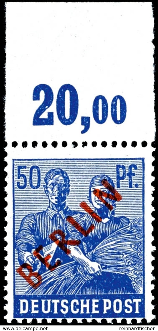 50 Pf Rotaufdruck Oberrand Platte Ndgz. Tadellos Postfrisch, Mi. 400,--, Katalog: 30 P ORndgz. ** - Andere & Zonder Classificatie